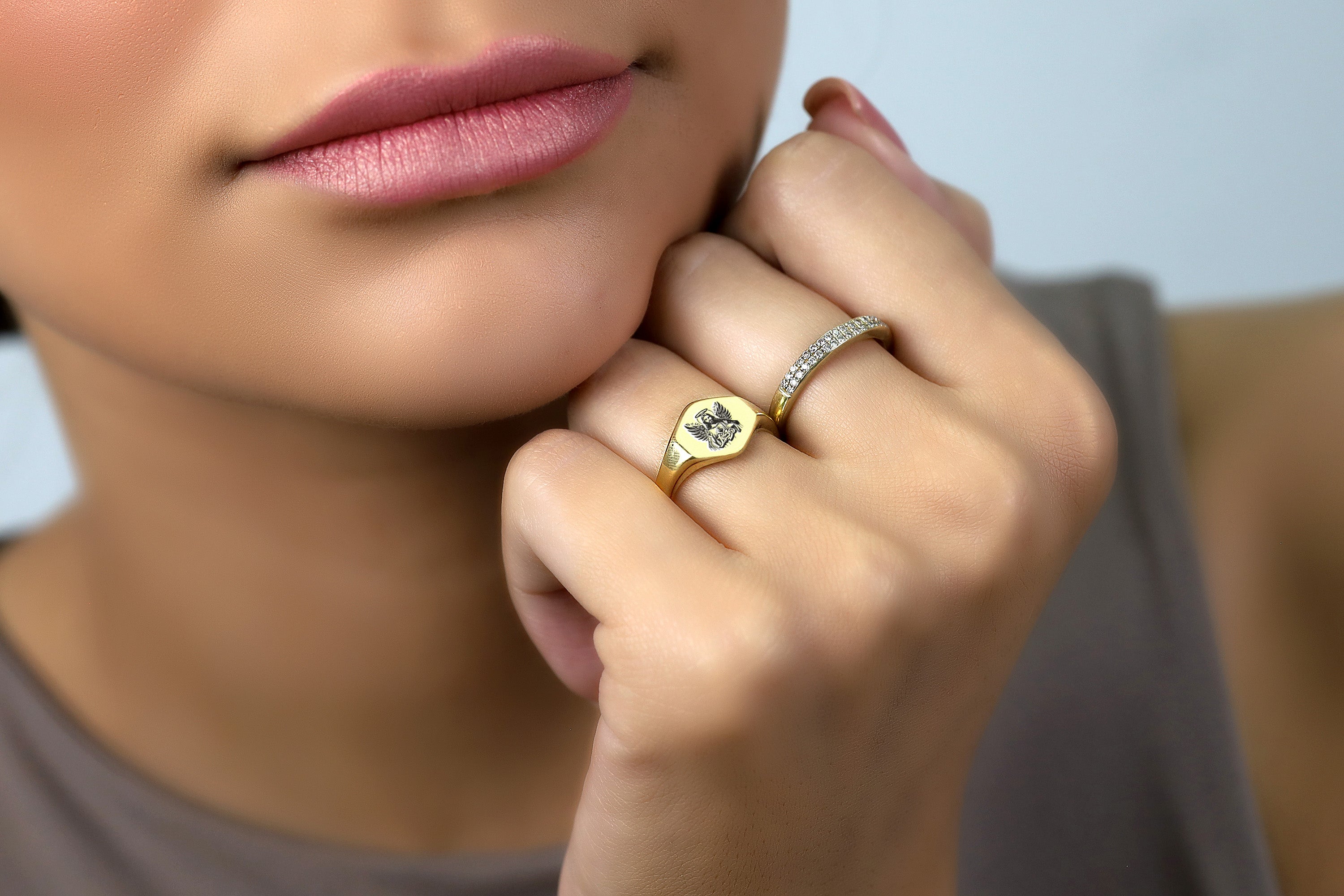 14k Gold Jesus Signet Ring