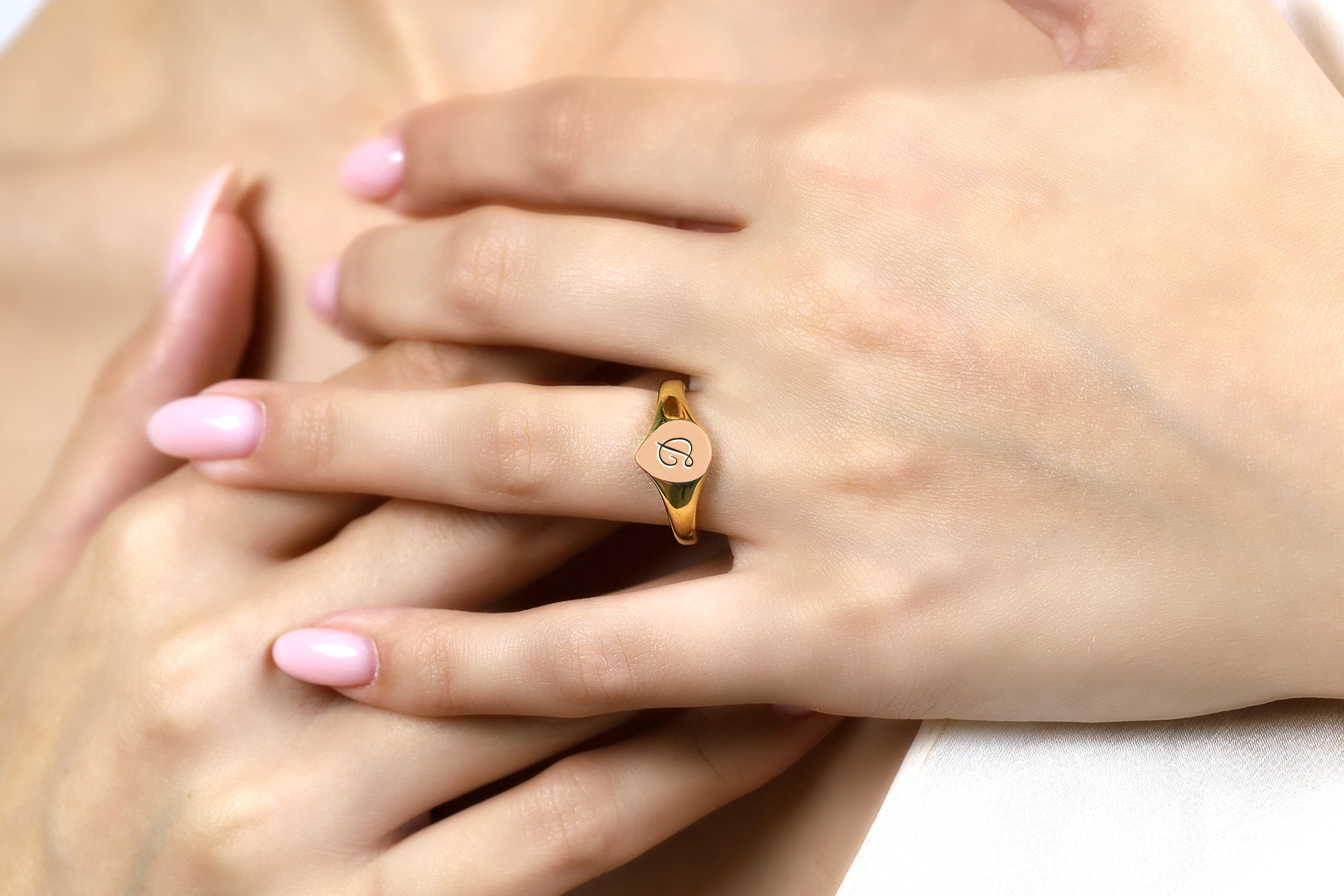 14k Rose Gold Letter Ring