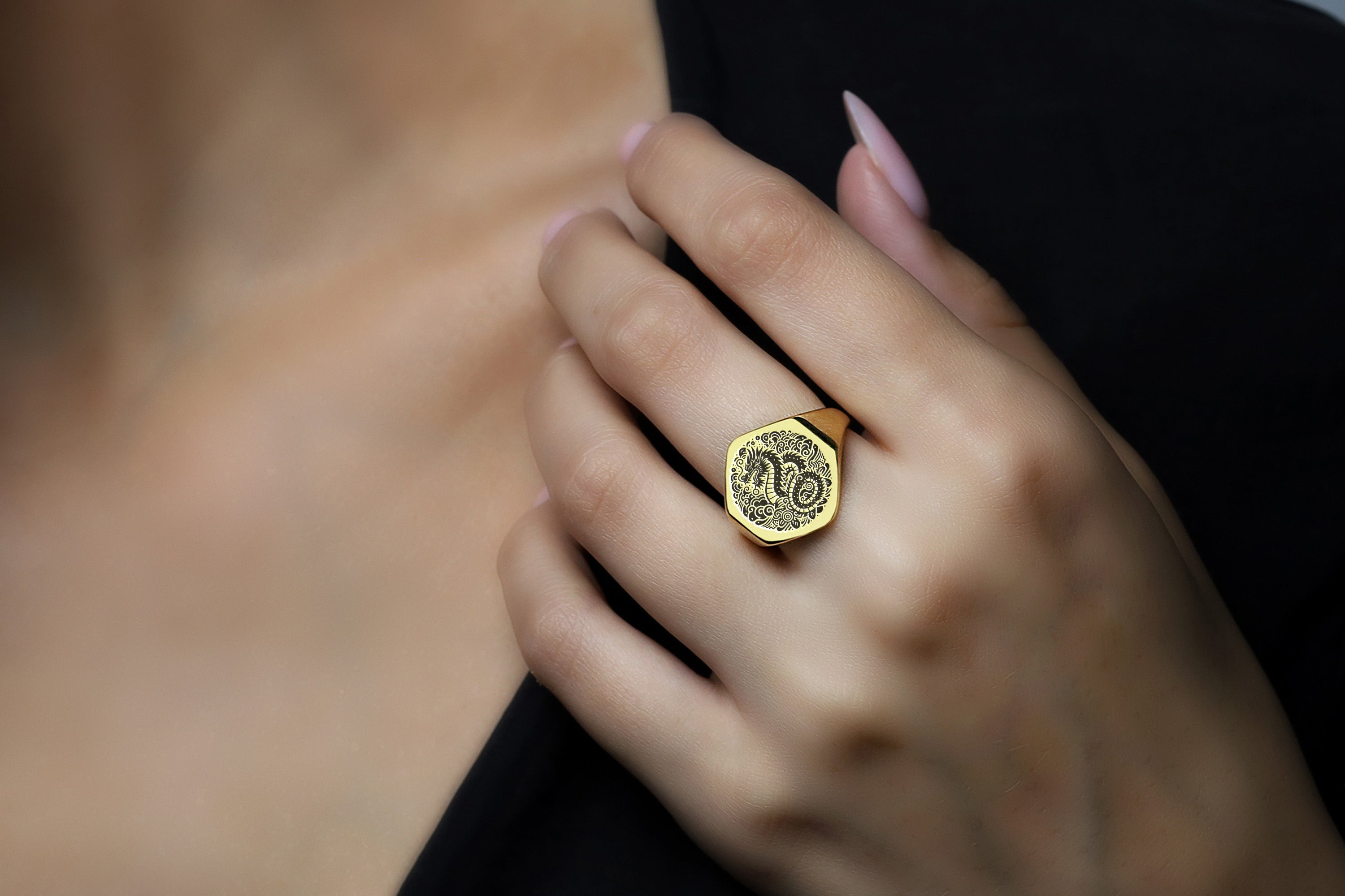 24k Gold Japanese Dragon Ring