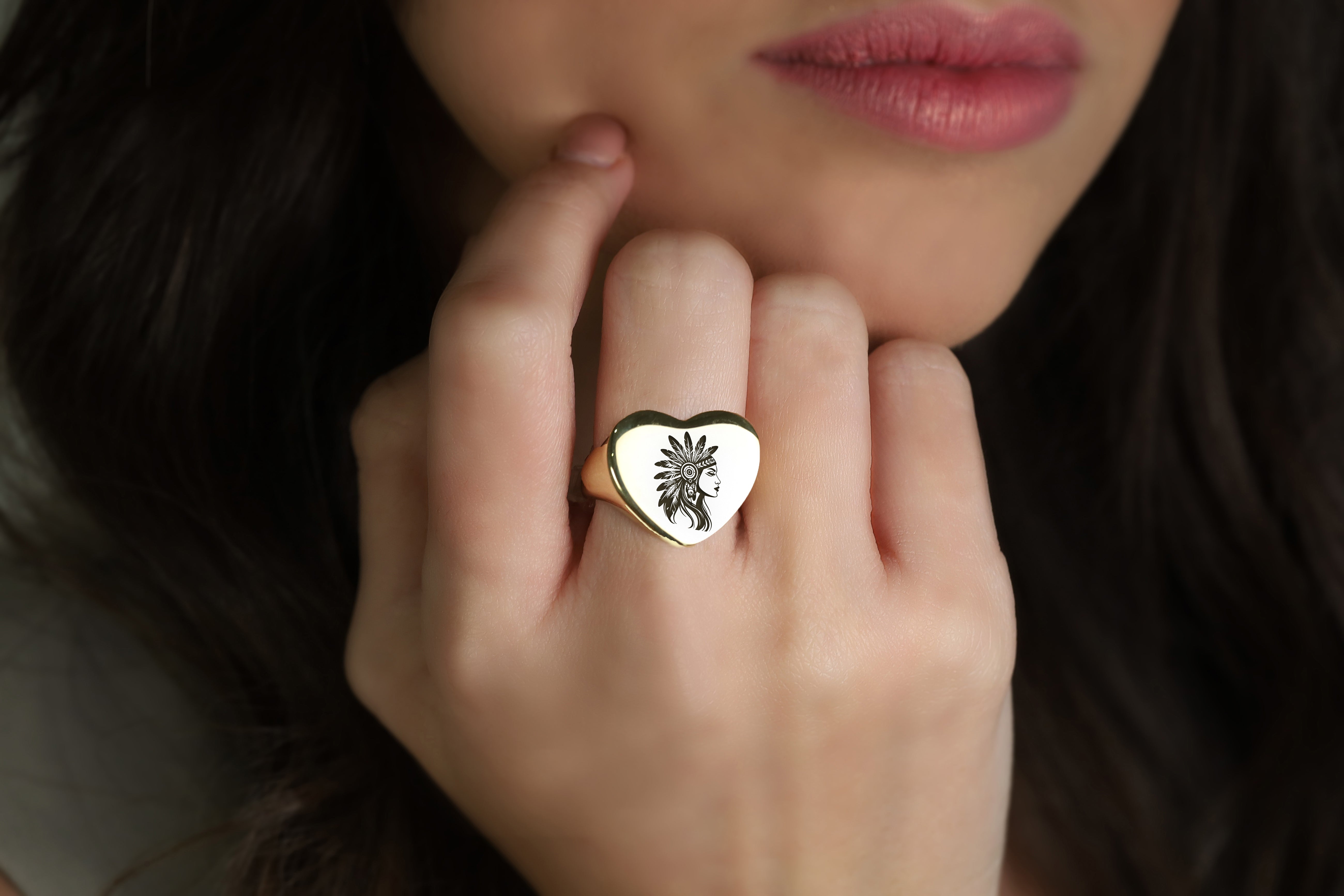 Indian Woman Engraved Ring