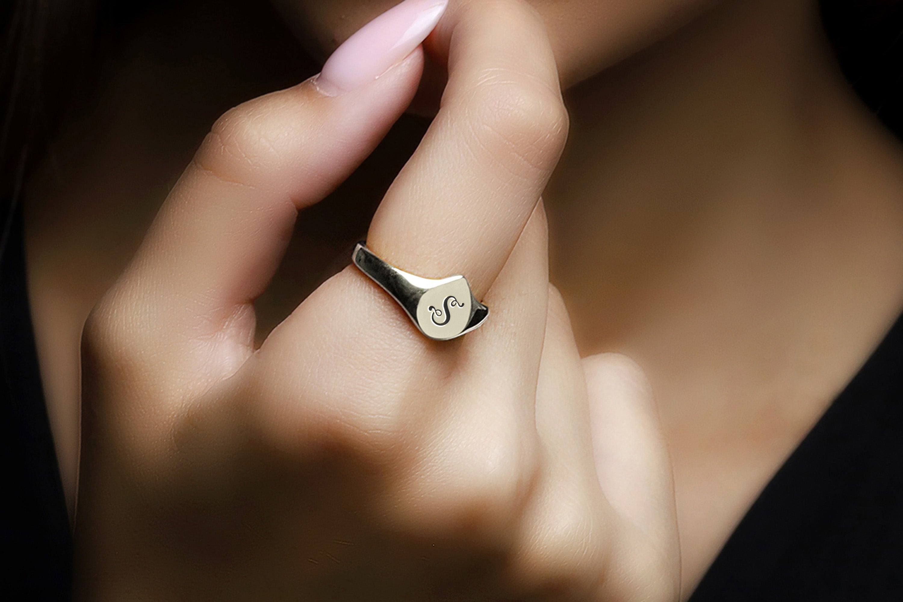 Engraved Vintage Letter Ring