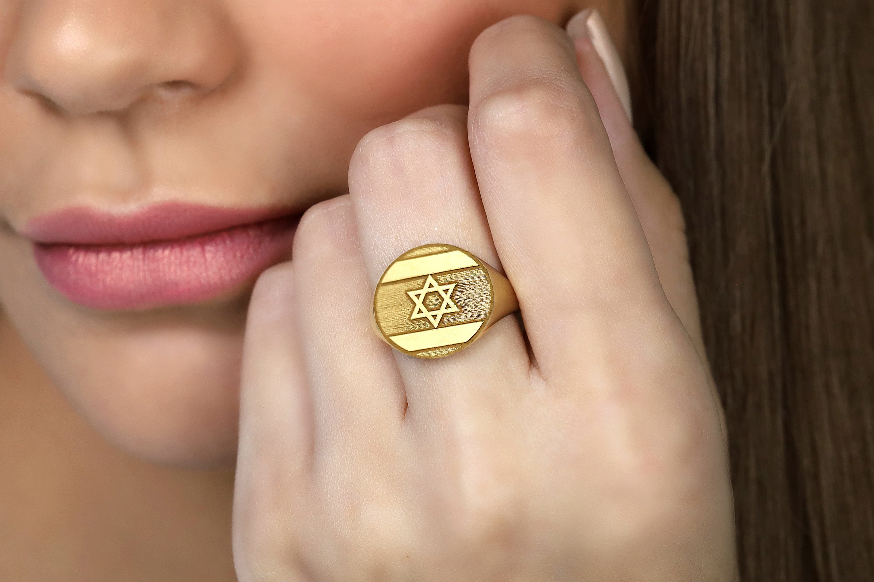 Engraved Israeli Flag Ring