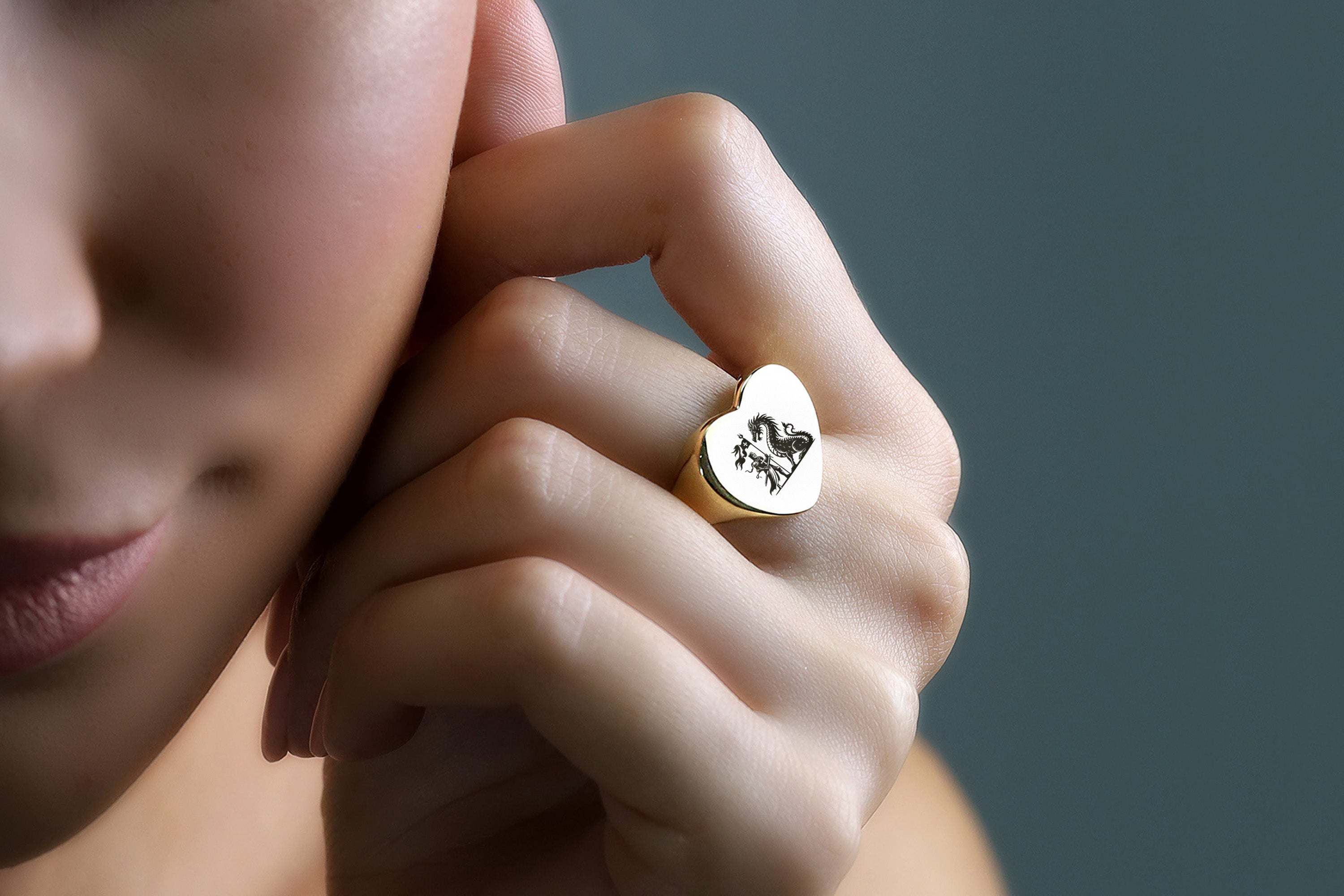 Engraved Knight Signet Ring