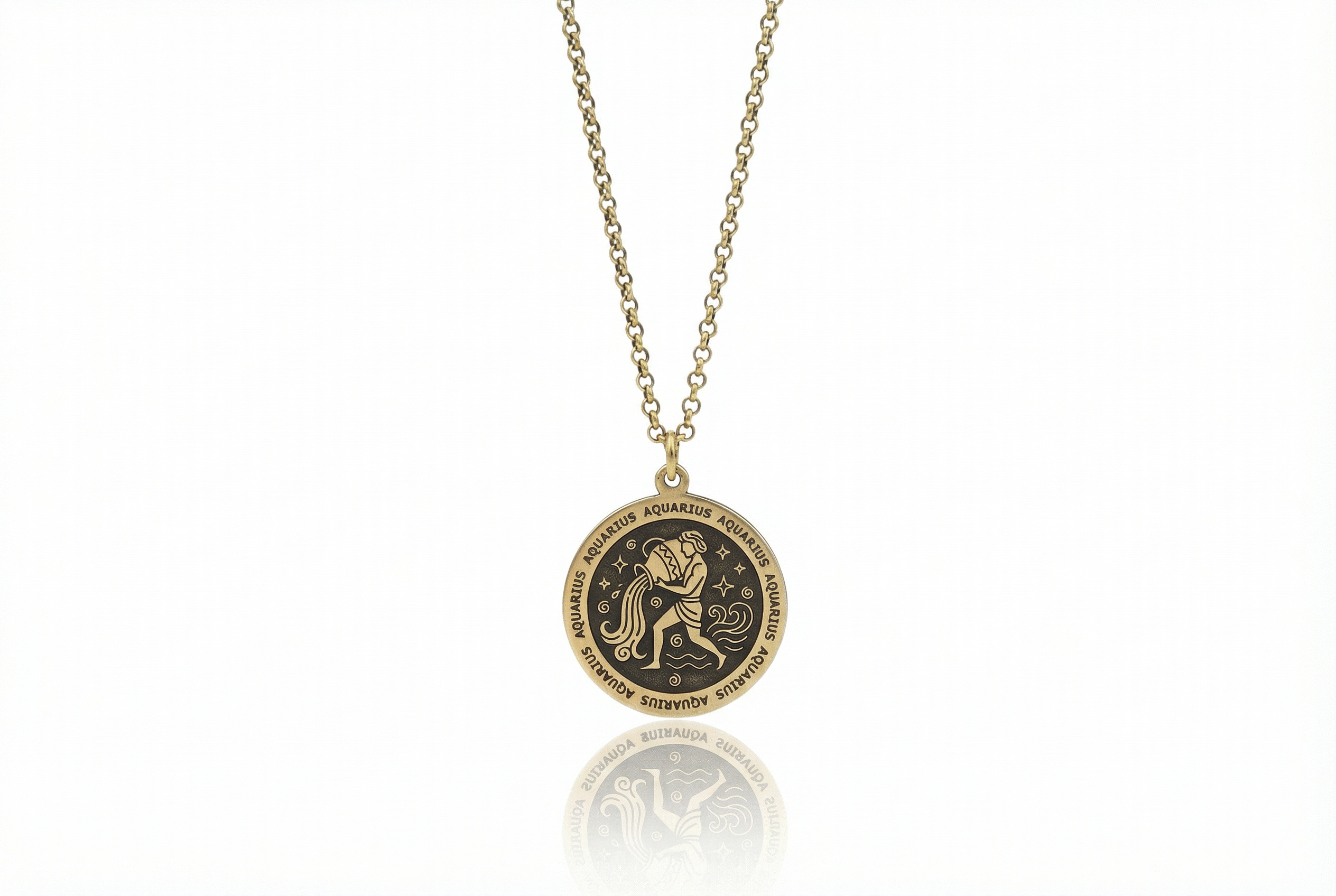 Aquarius Zodiac Coin Necklace