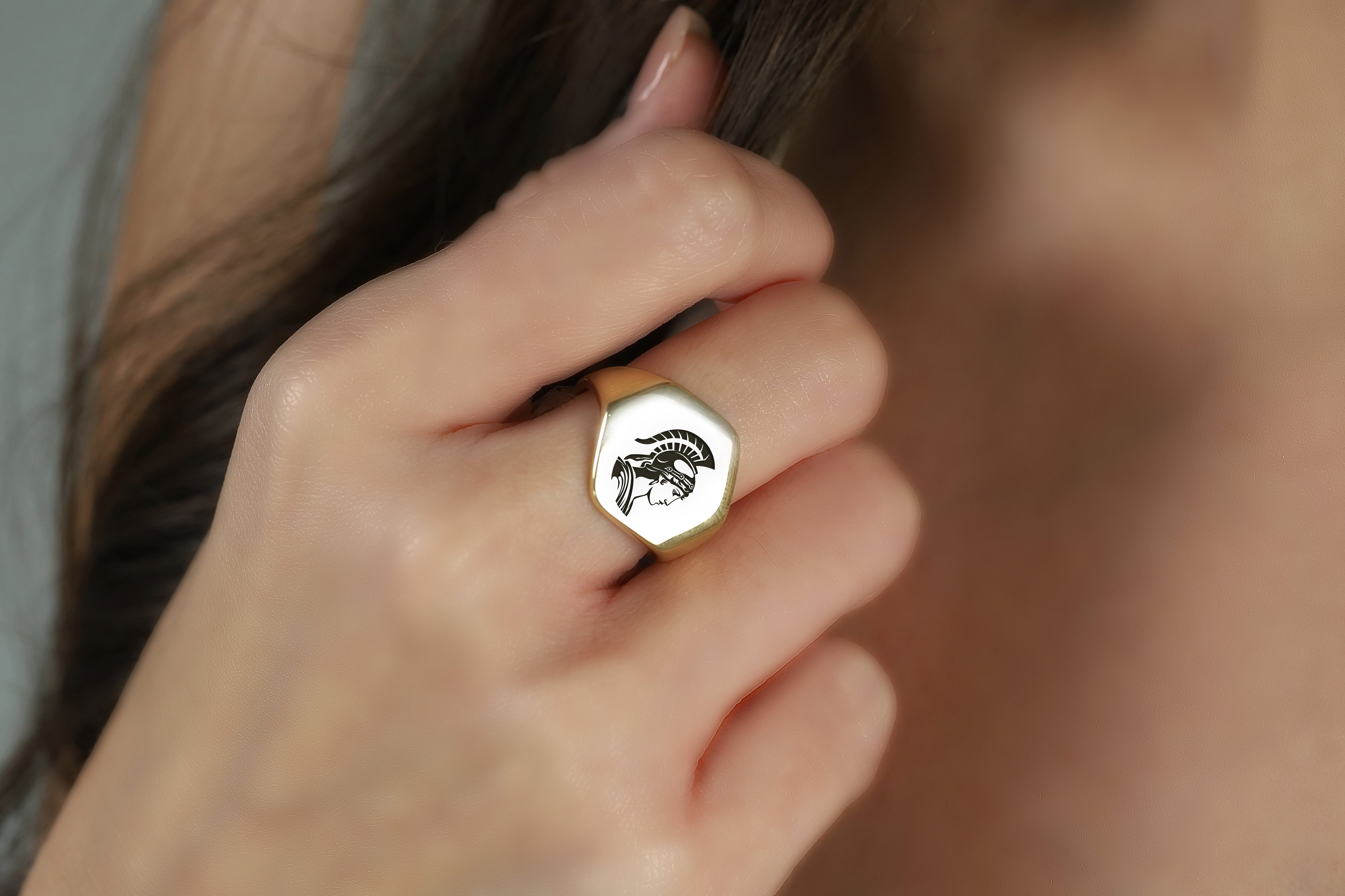 Athena Women's Gold Signet Ring