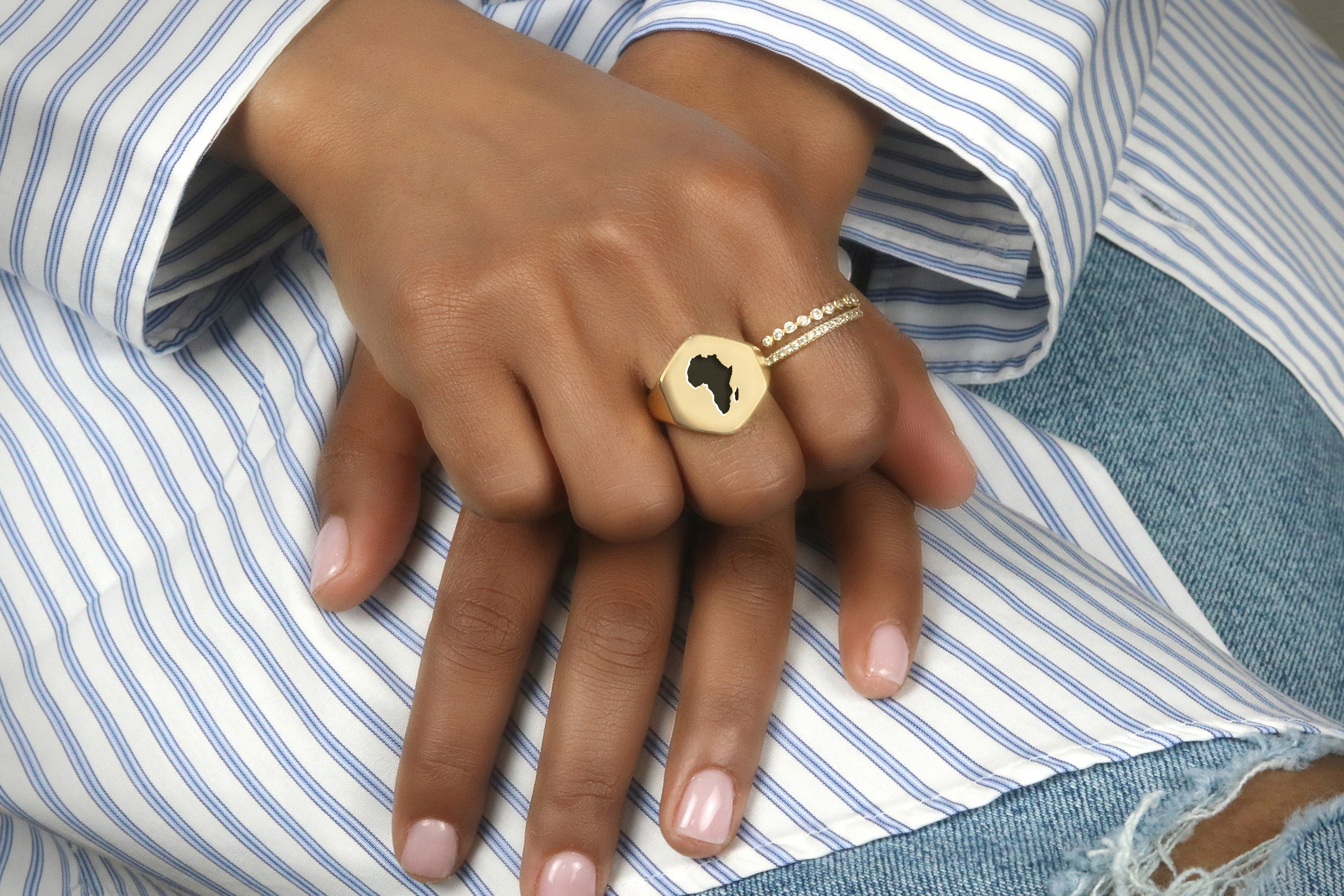 14k Gold African Map Ring