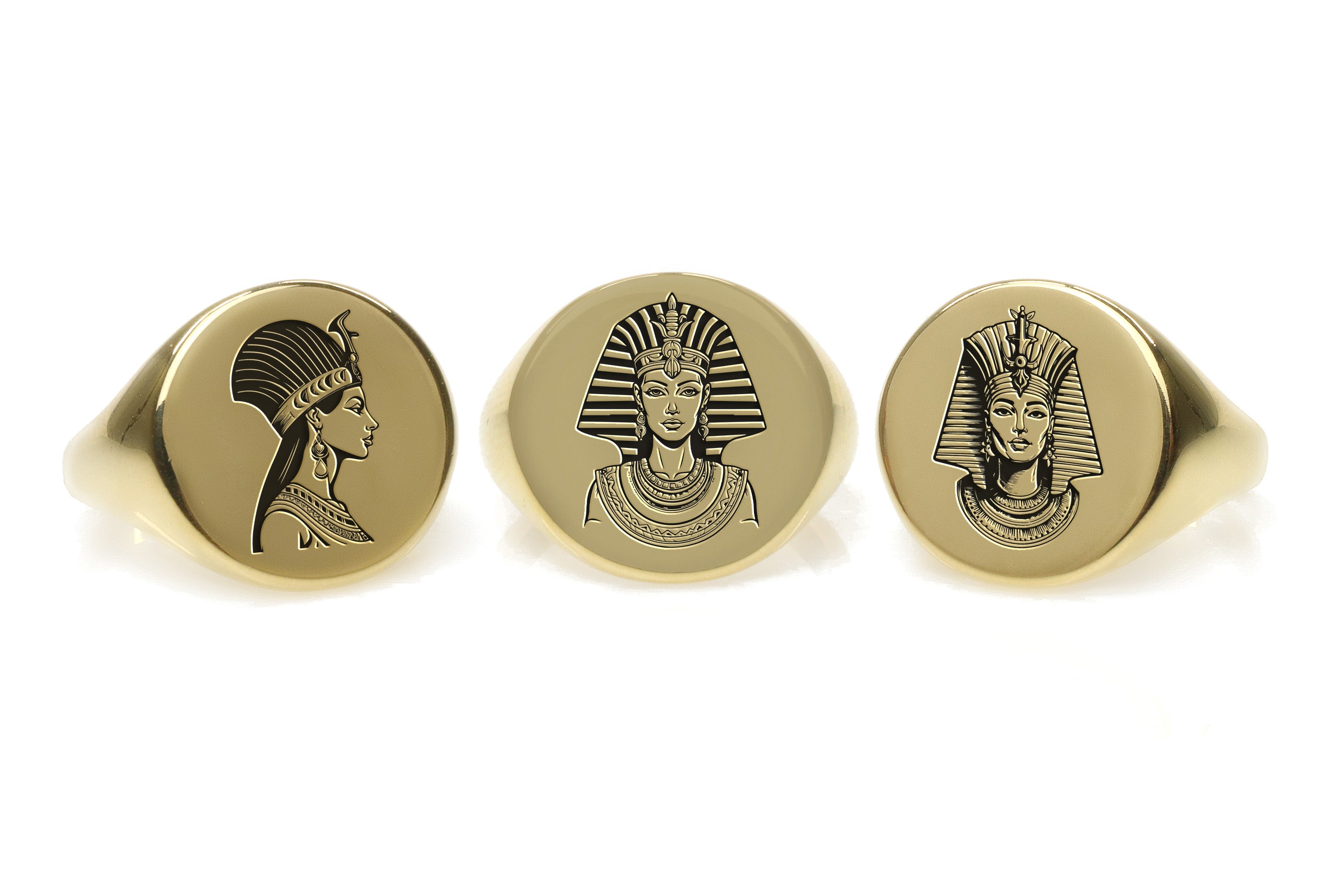 14k Gold Cleopatra Signet Ring