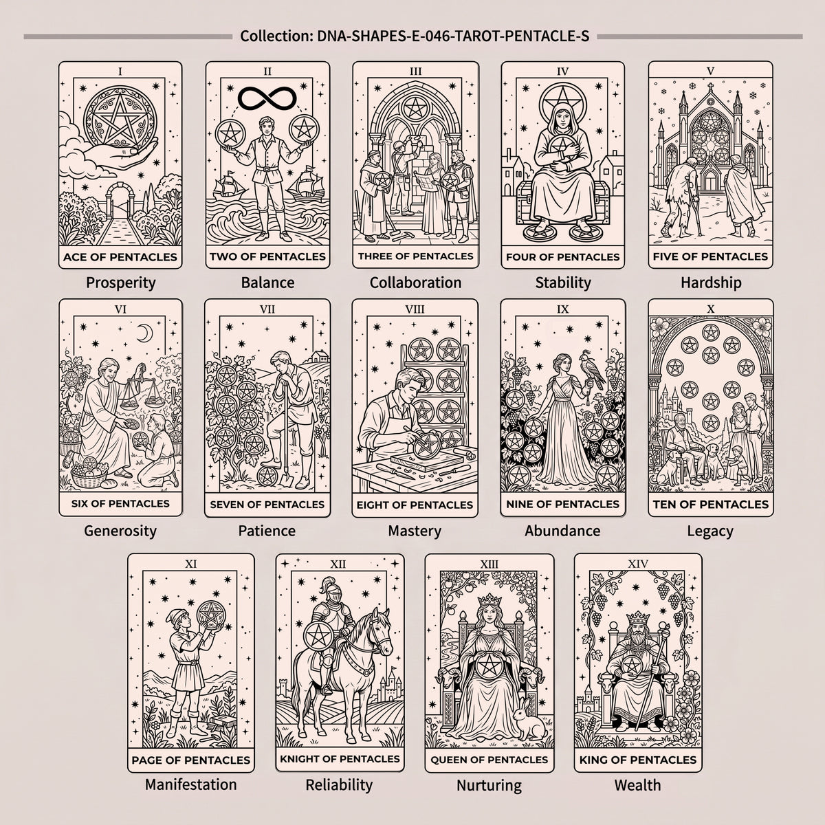 Nine of Pentacles Tarot Card Necklace