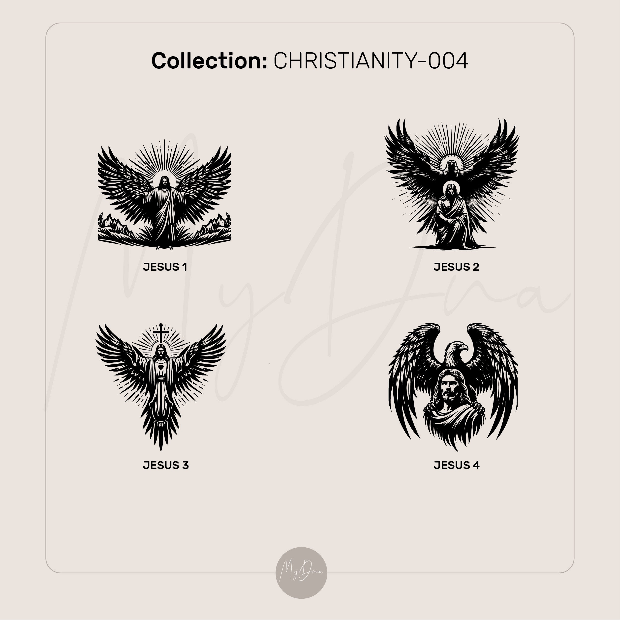 Engraved Eagle Jesus Ring