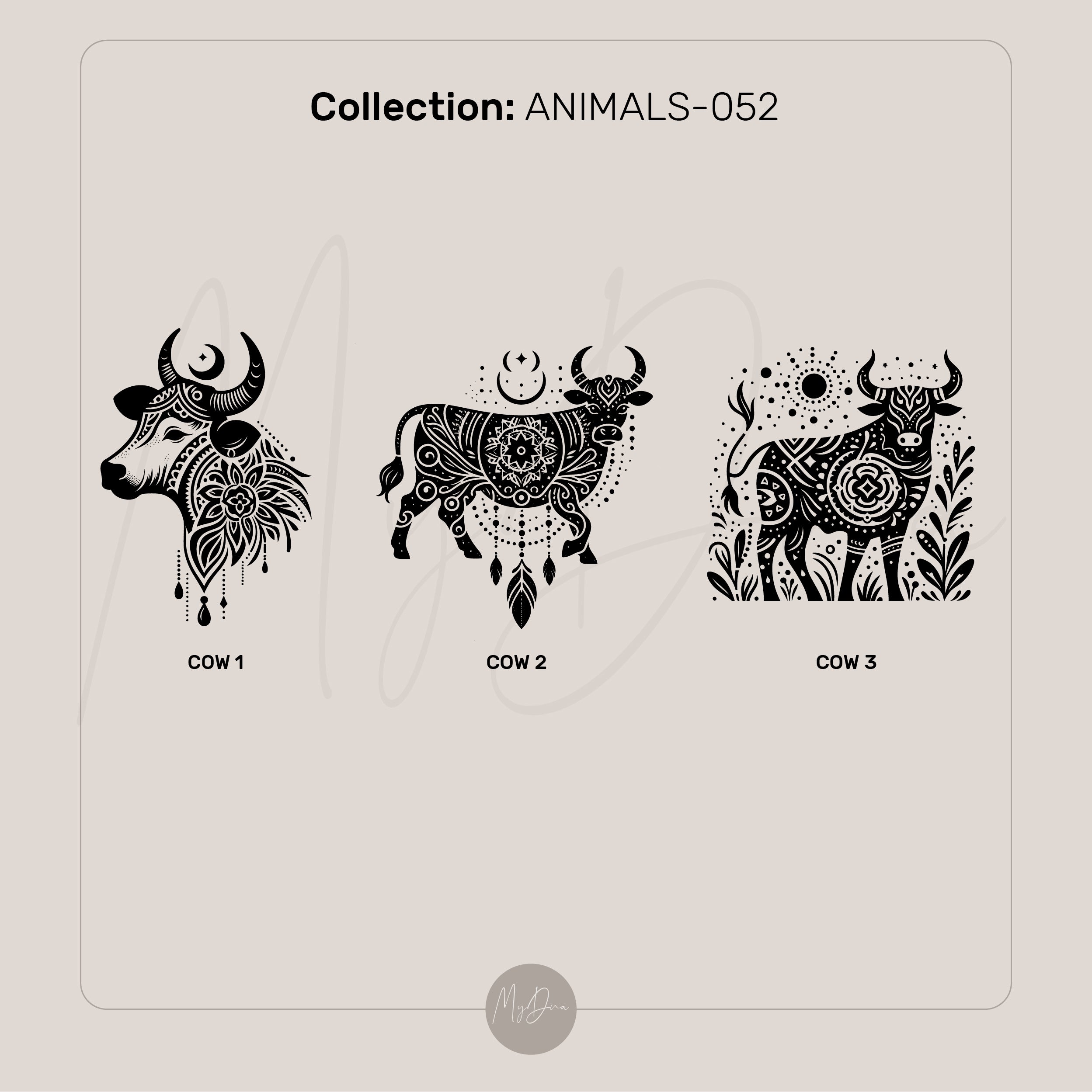 Gold Boho Cow Signet Ring