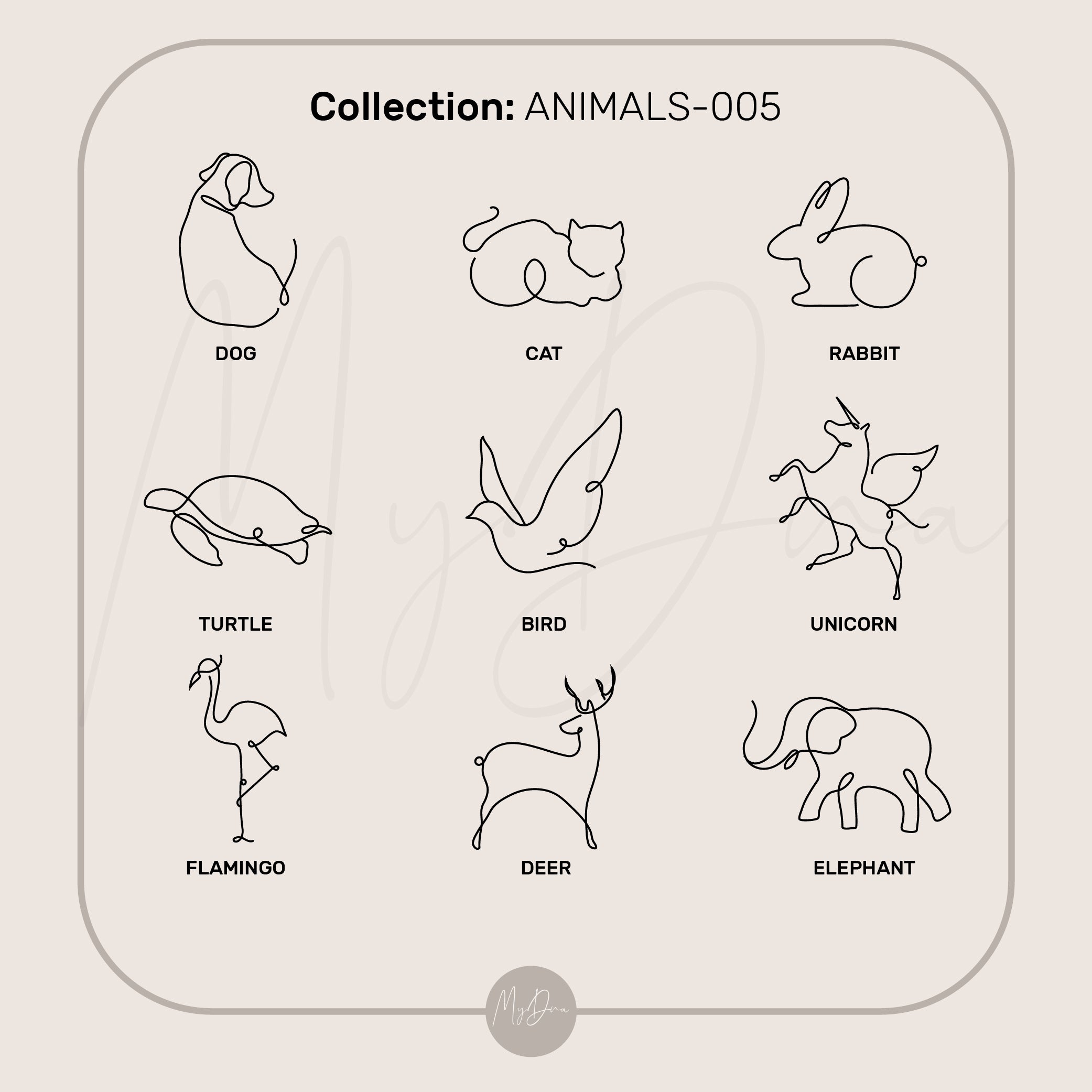 Line Art Custom Animal Pendant Necklace