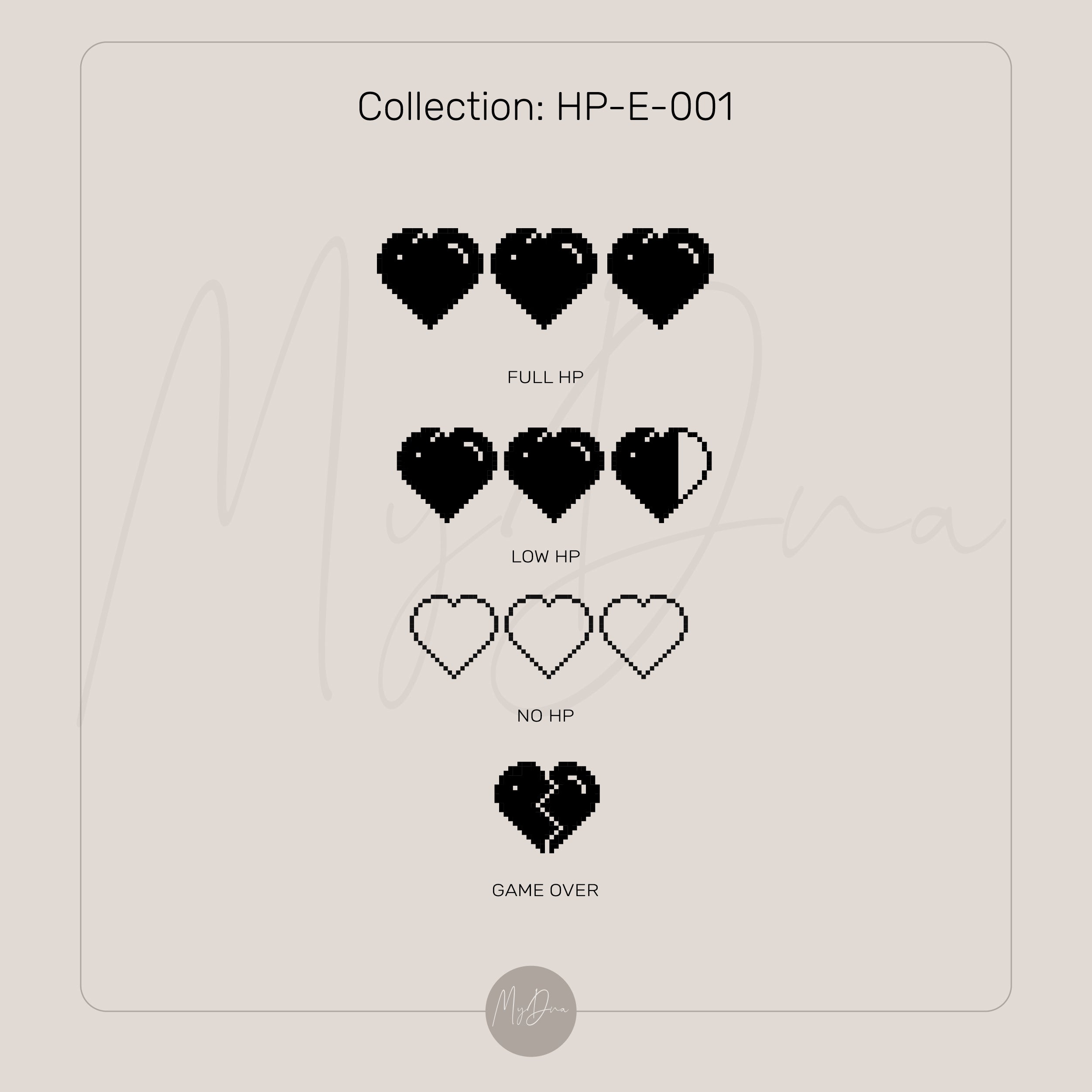 Low HP Pixel Hearts Cuff Bracelet