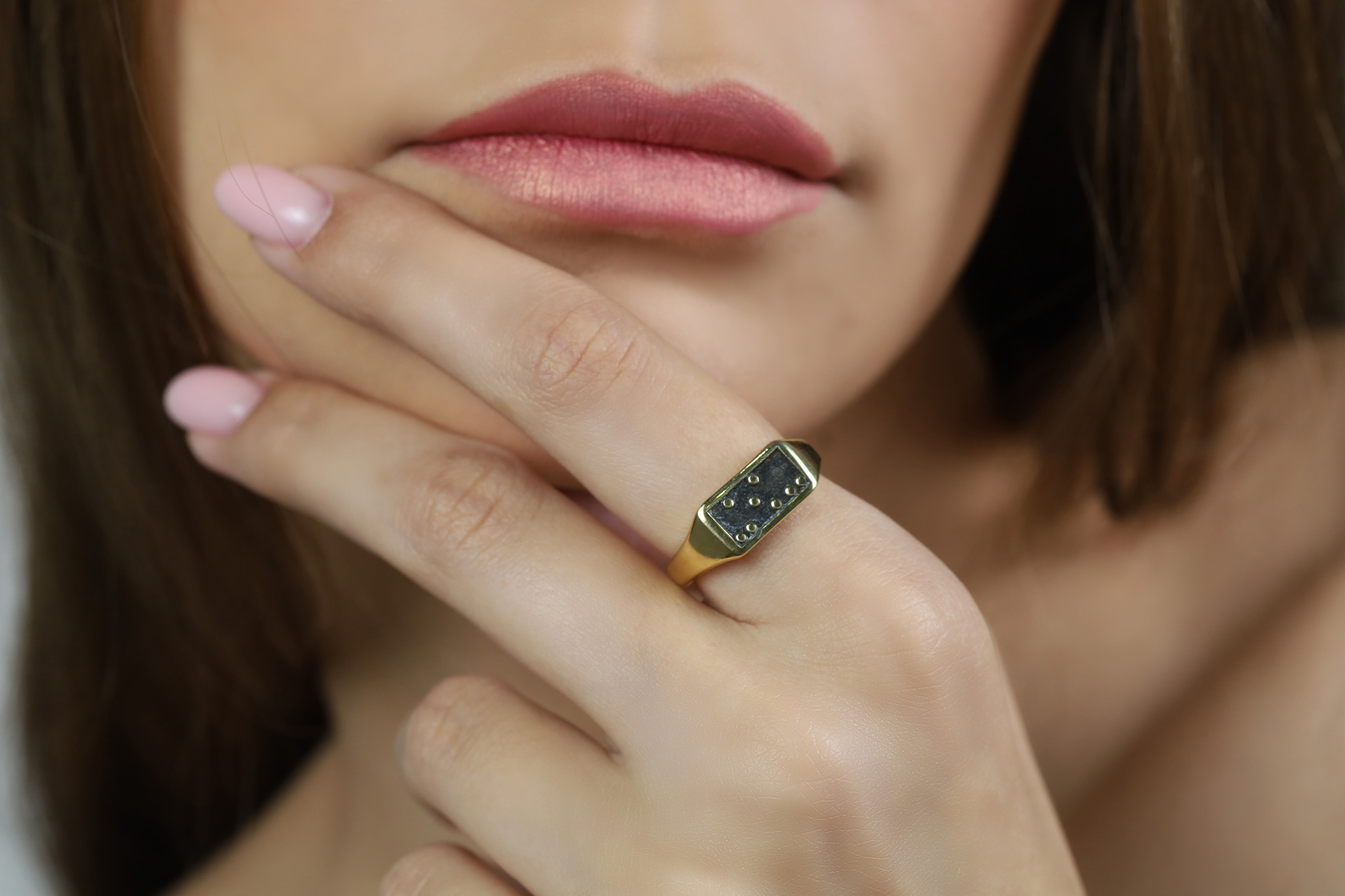 Custom Braille Signet Ring