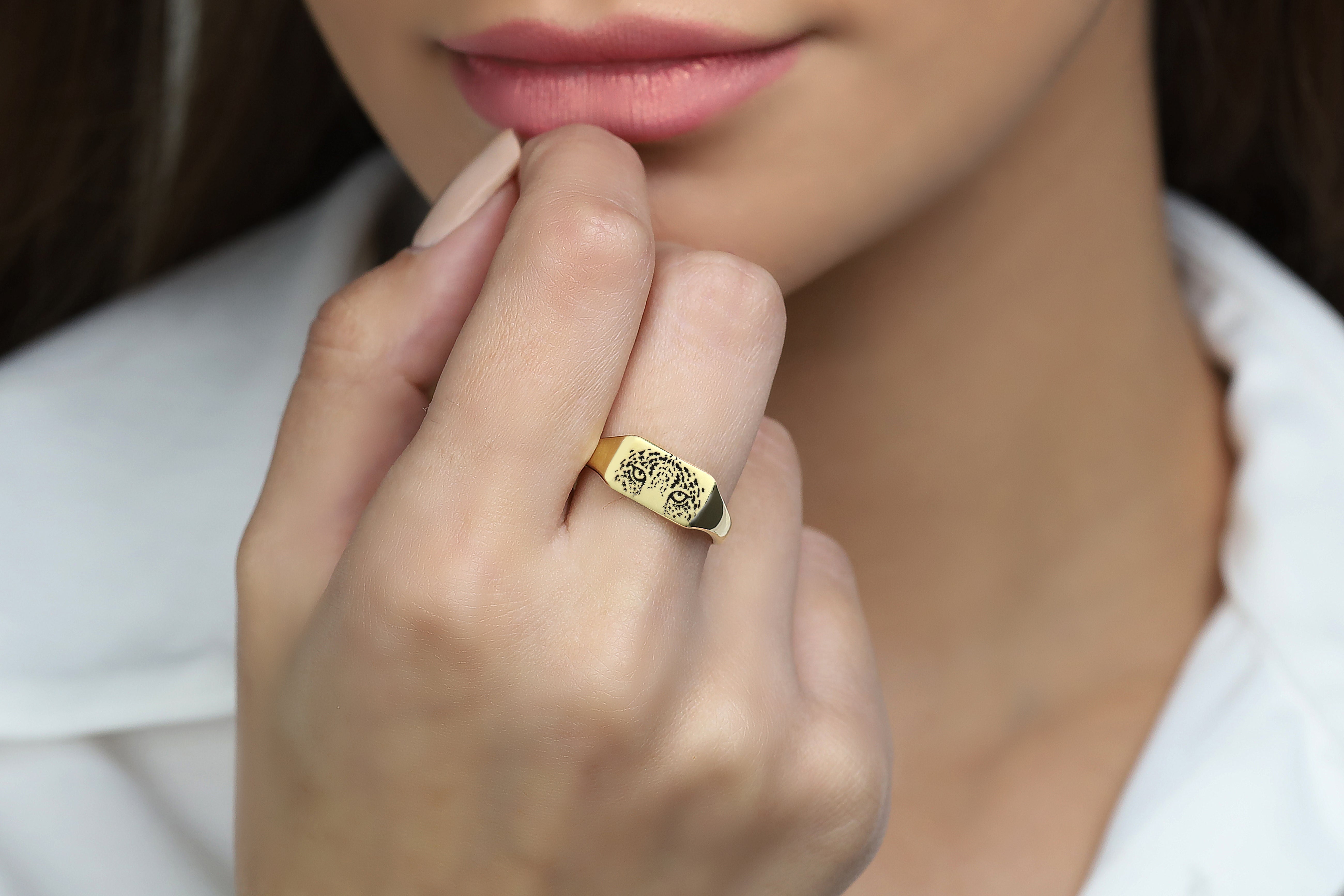Eyes of the Tiger Gold Signet Ring