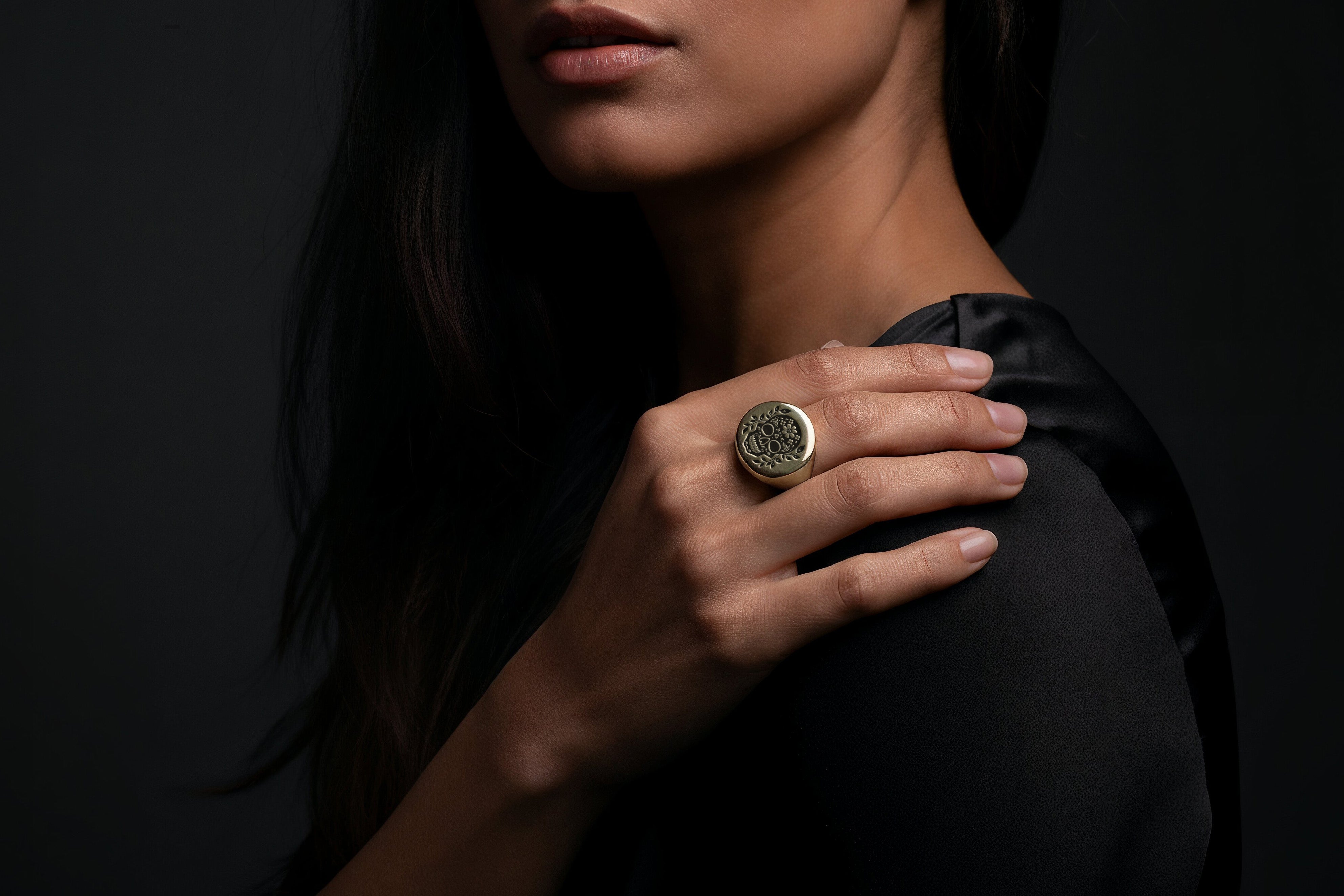 14k Gold Mexican Skull Ring