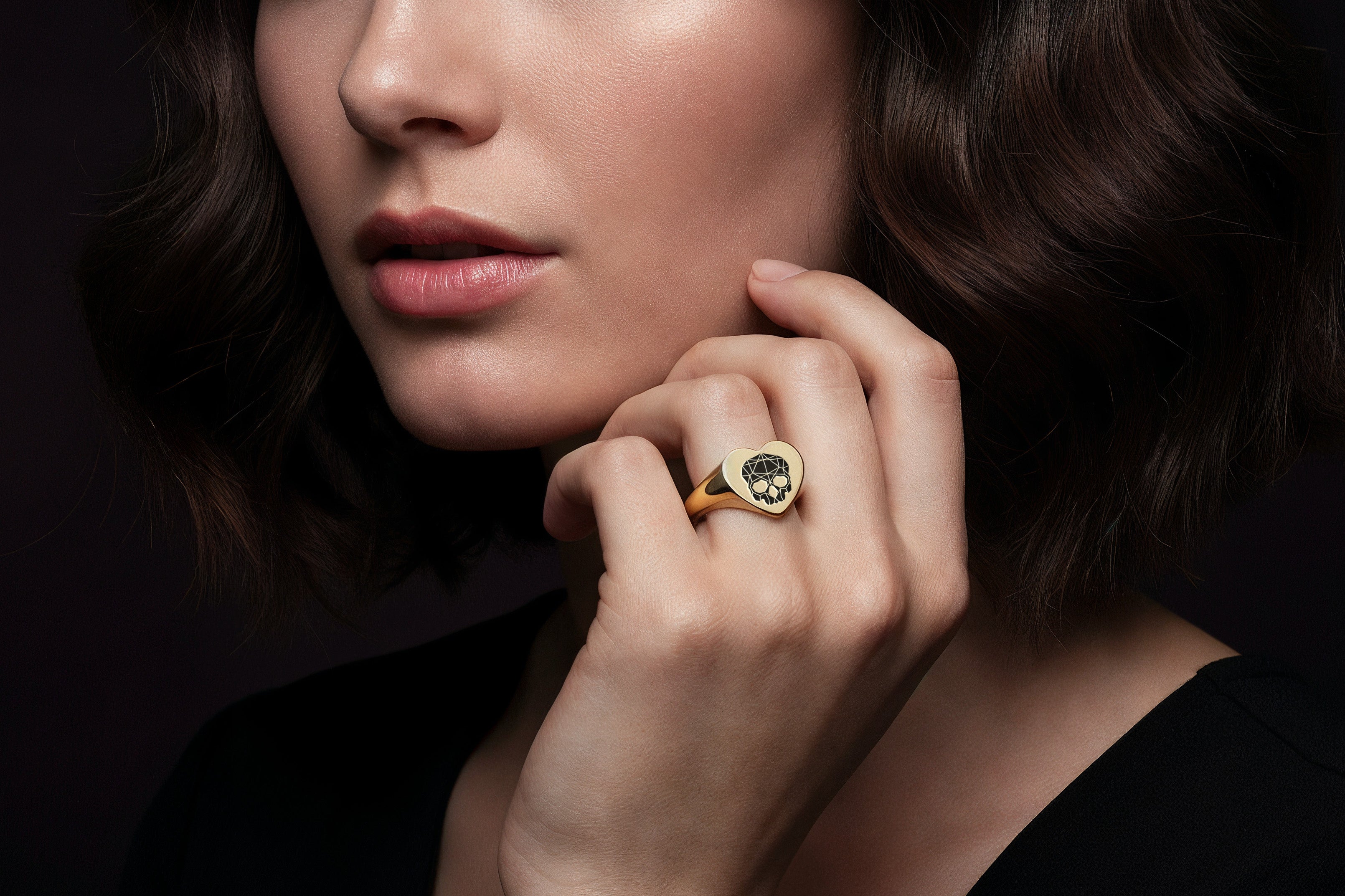 Engraved Skull Signet Ring