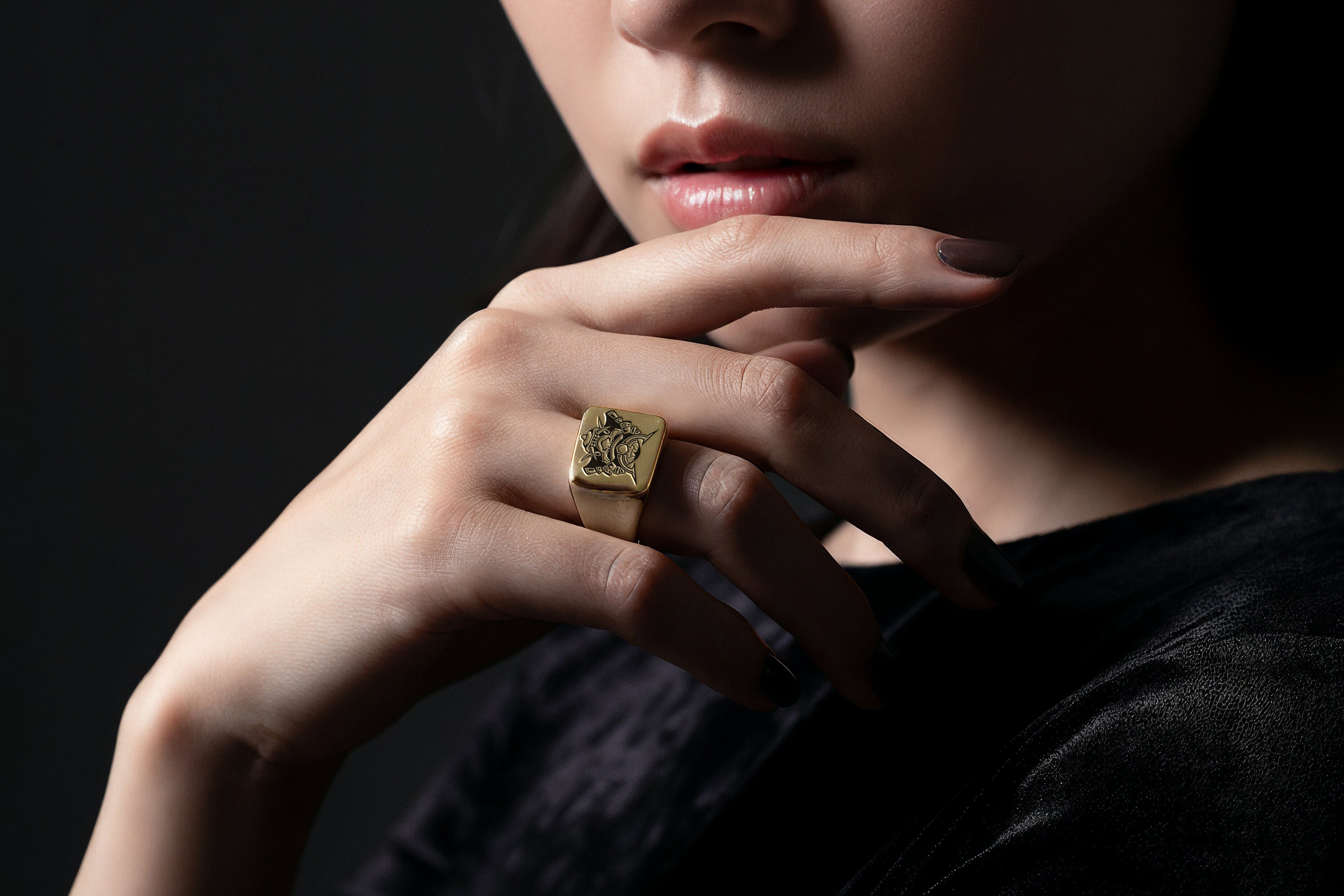 14k Gold Samurai Signet Ring