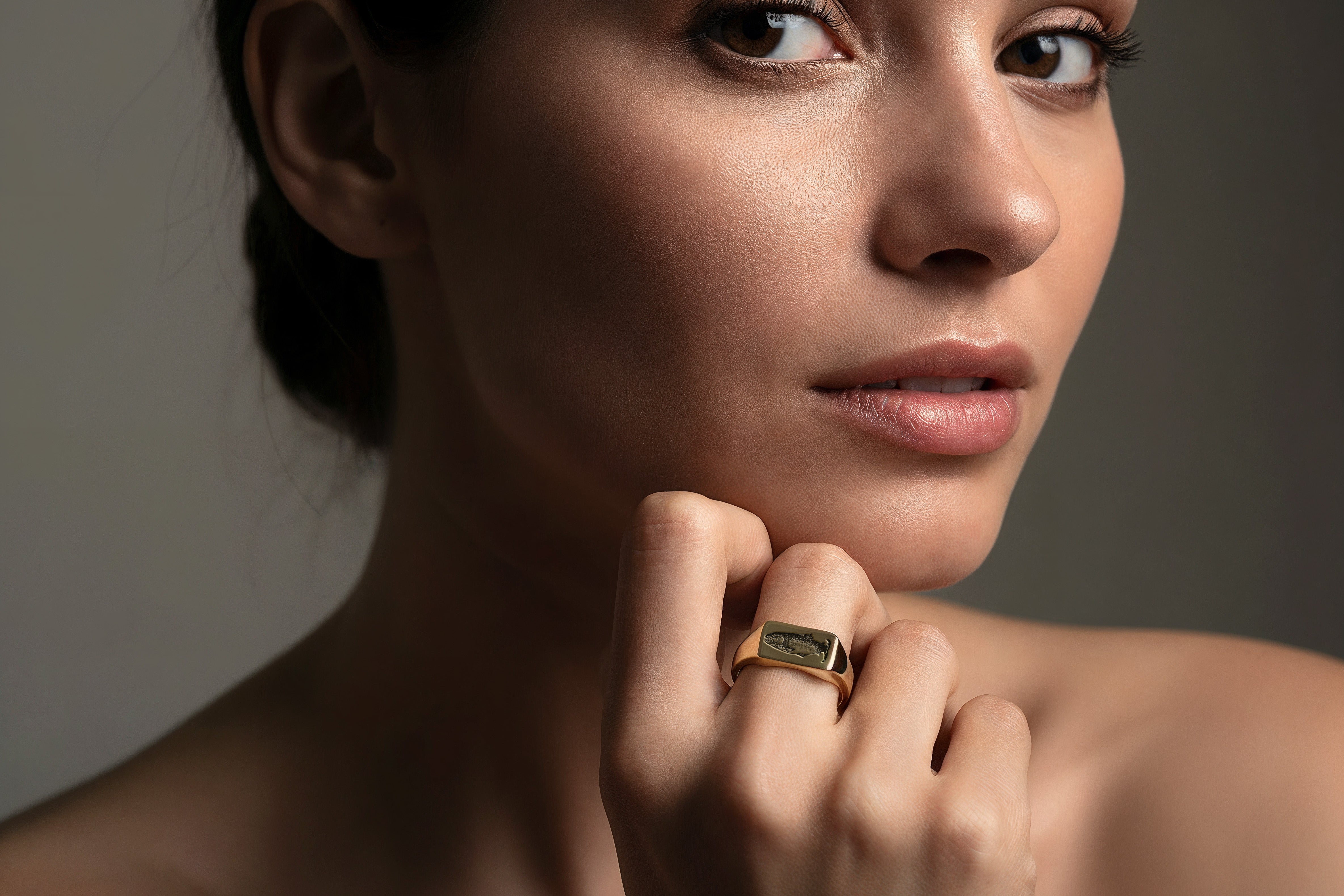 Engraved Salmon Fish Ring