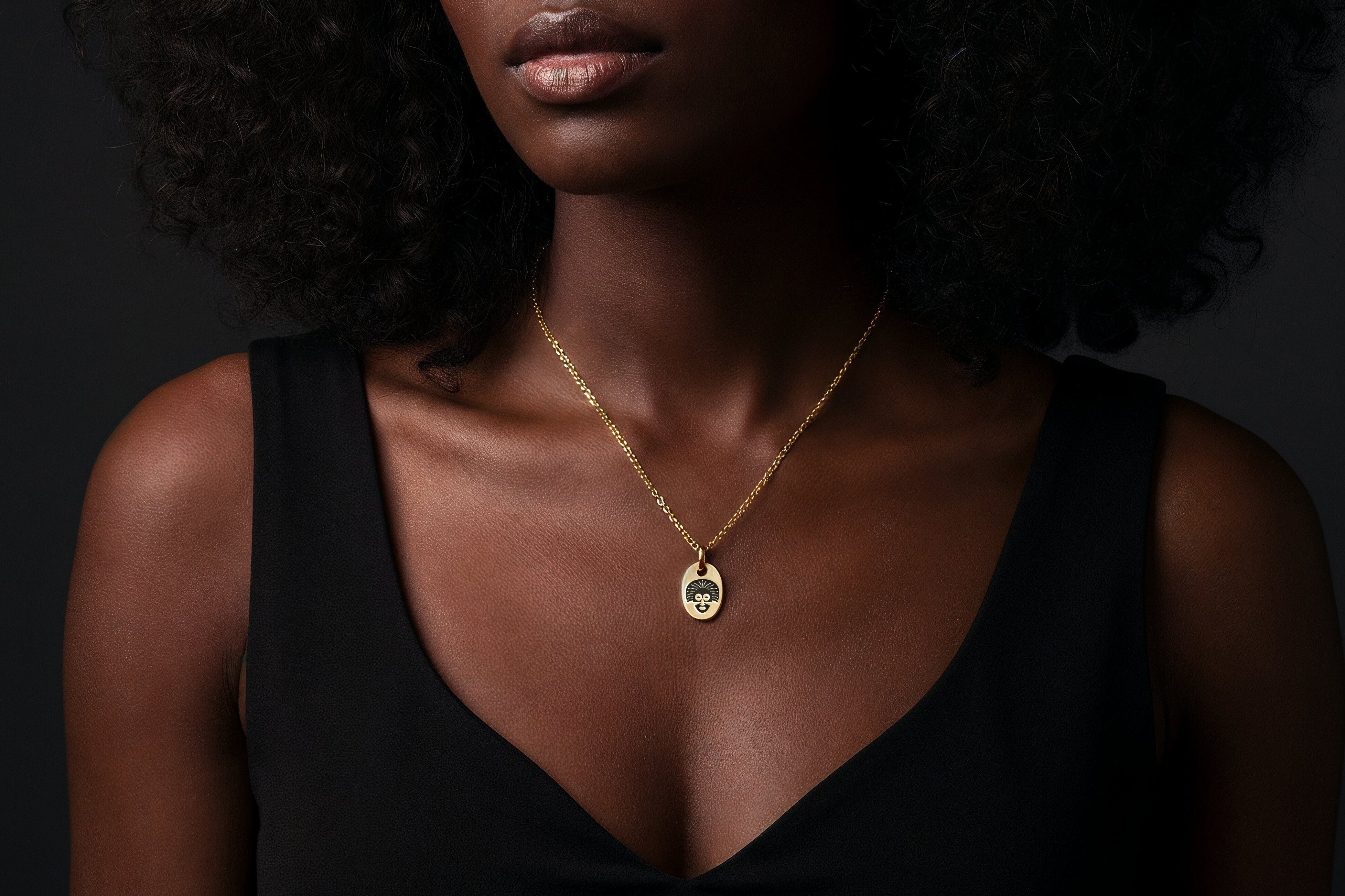 14k Gold African Tribe Necklace