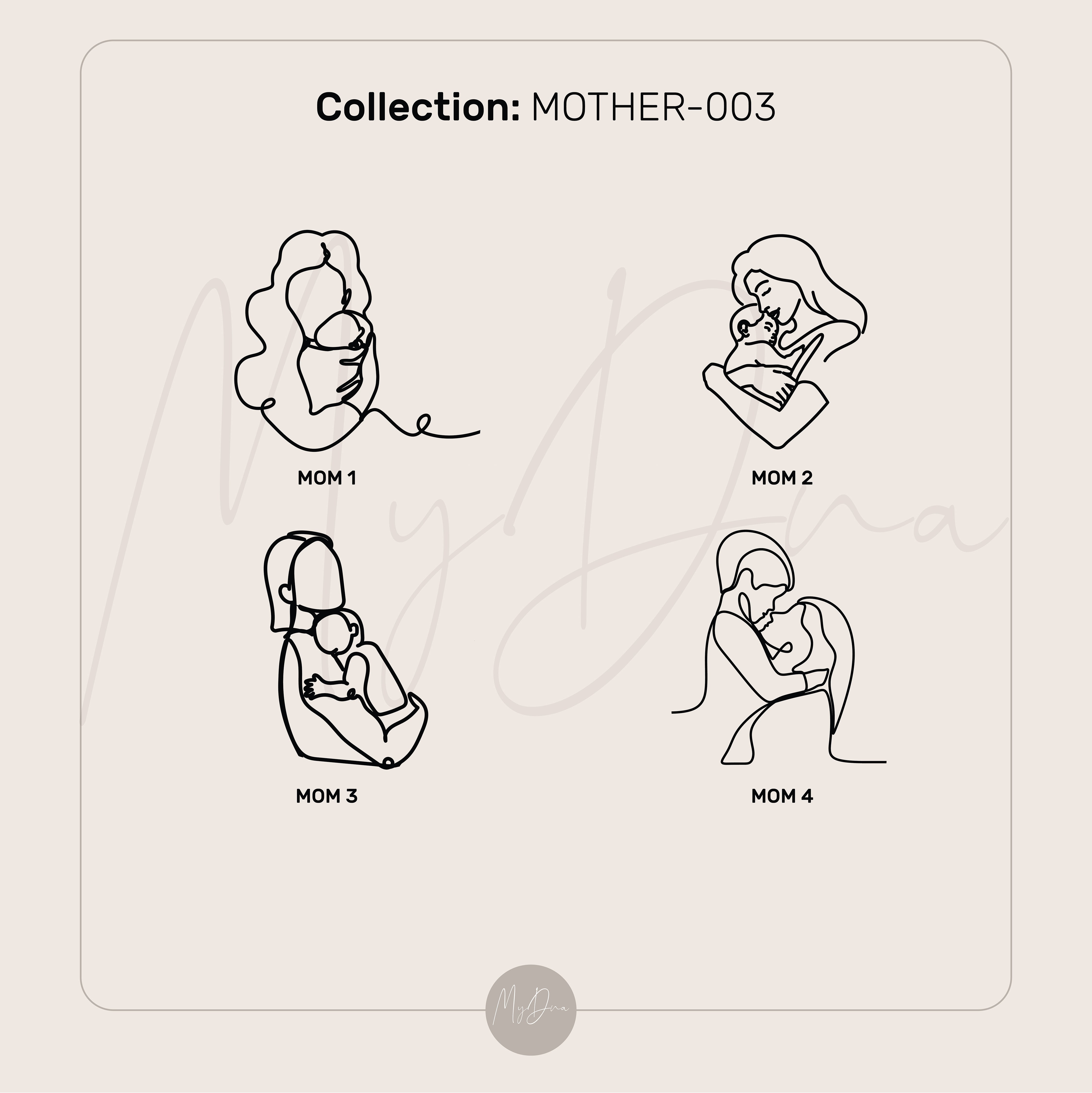 Mom And Baby Line Art Ring