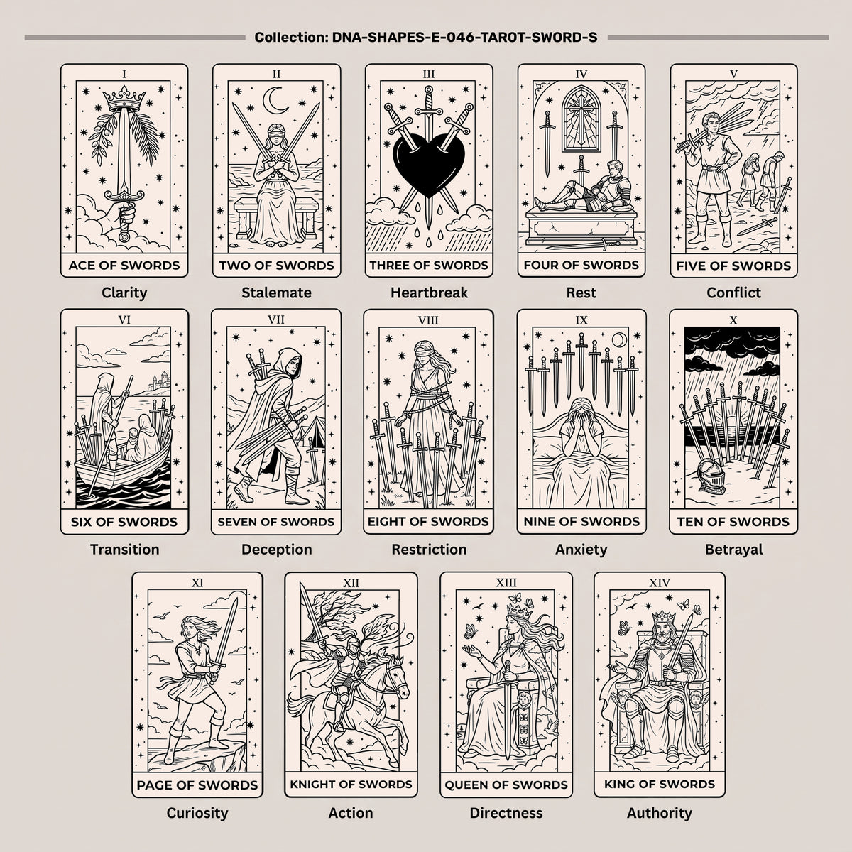 Three of Swords Tarot Card Necklace