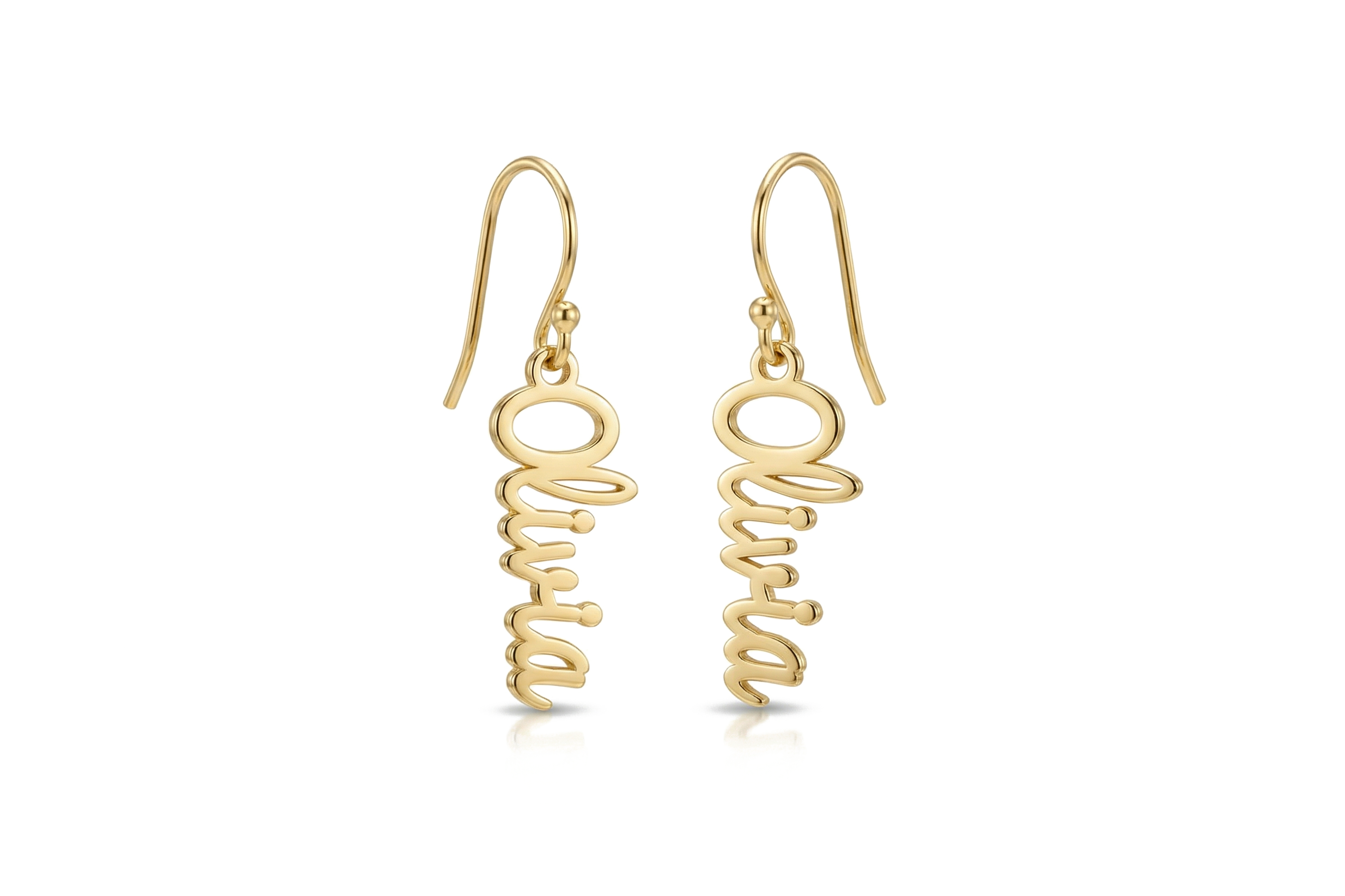 14k Rose Gold Name Dangle Earrings