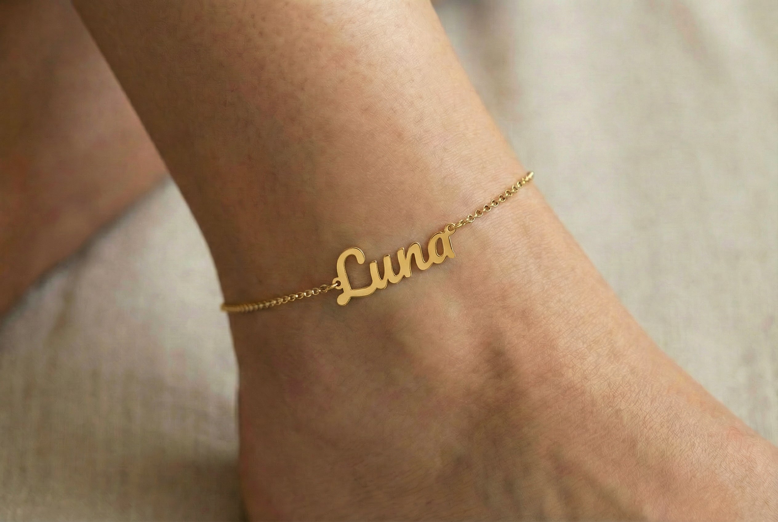 Custom 14k Gold Name Anklet
