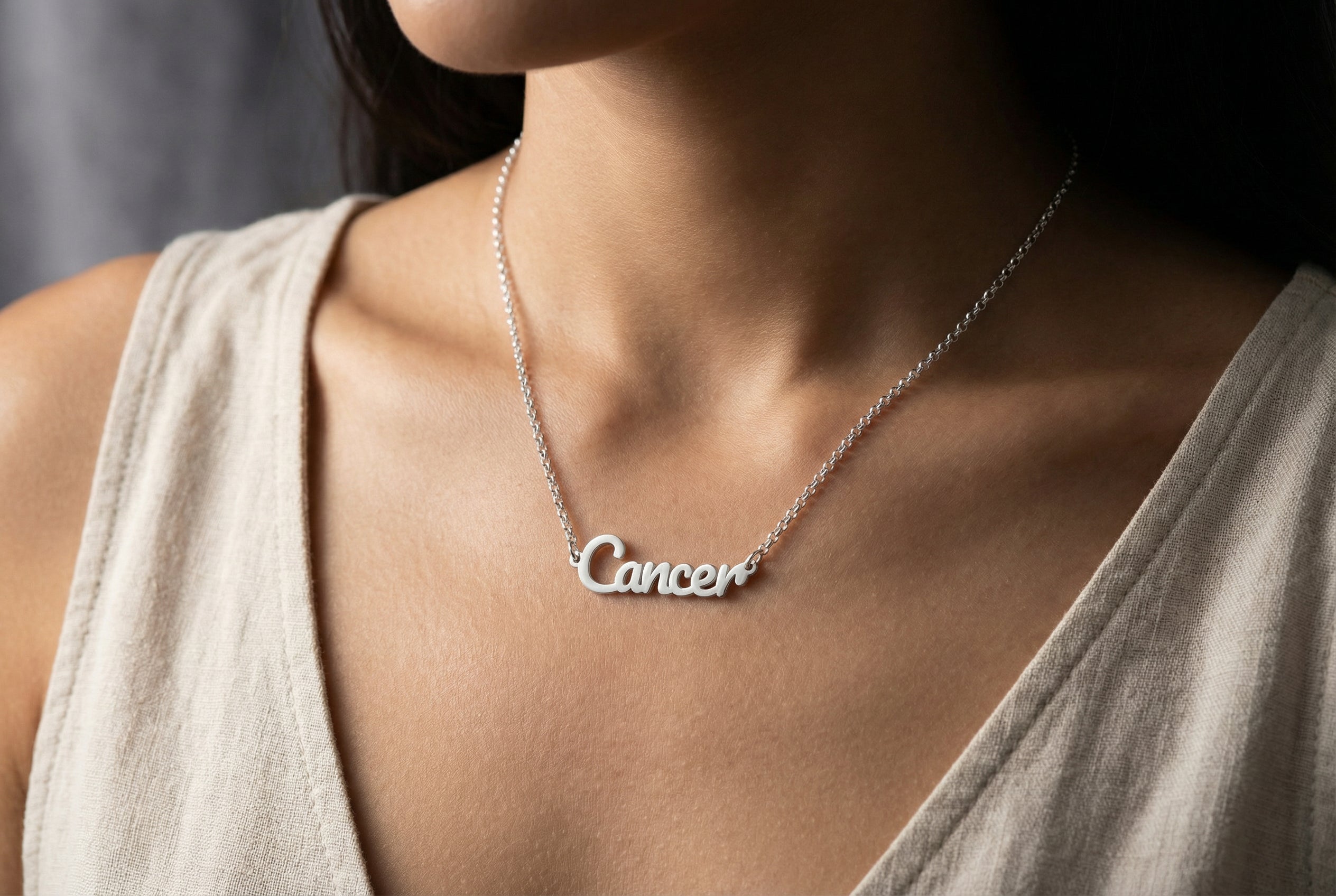 Silver Cancer Zodiac Necklace