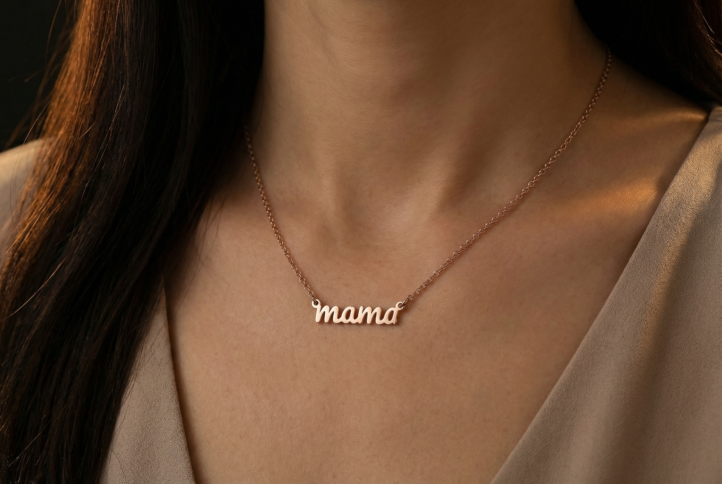 Mama Necklace in Rose Gold