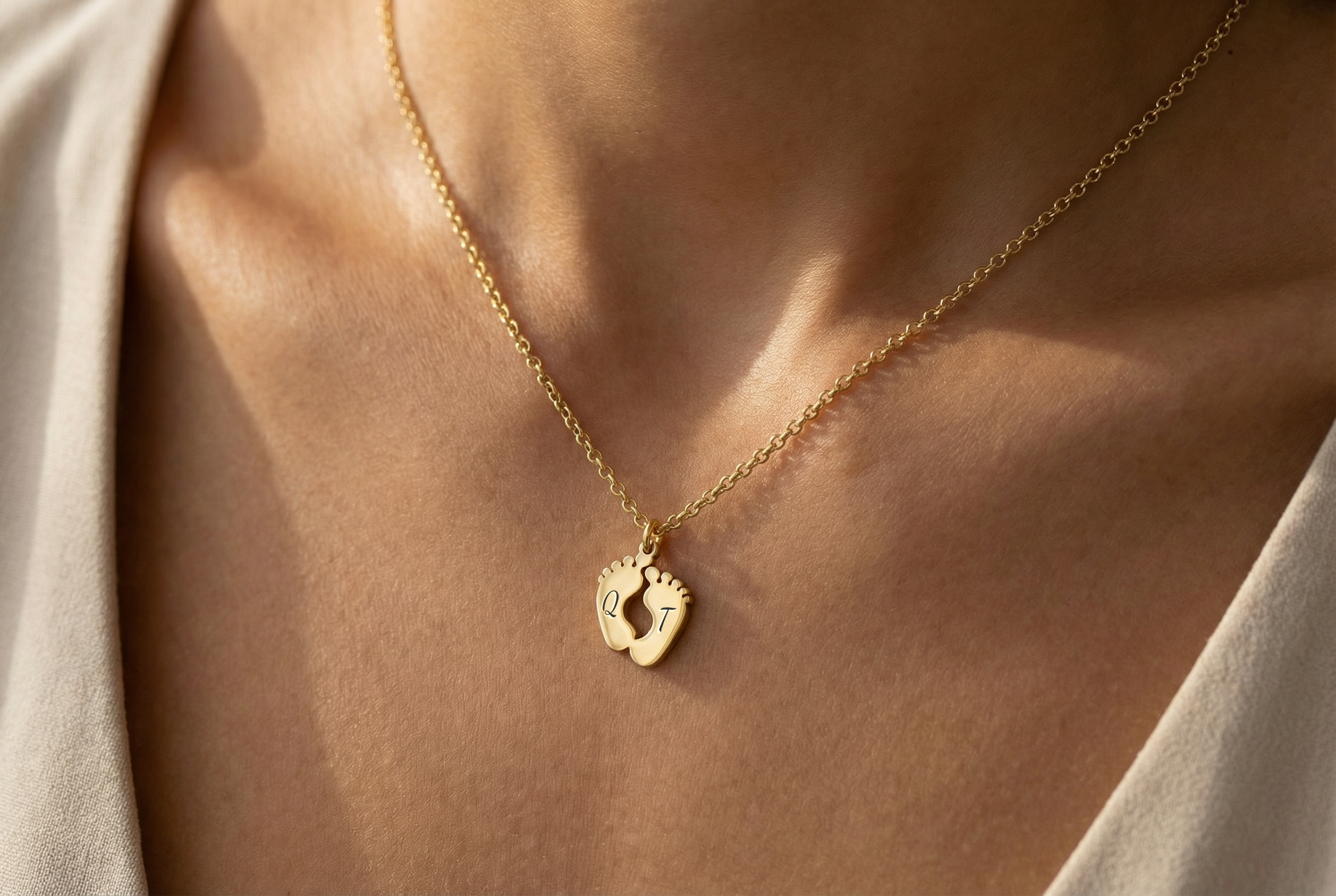 Newborn Footprint Pendant Necklace