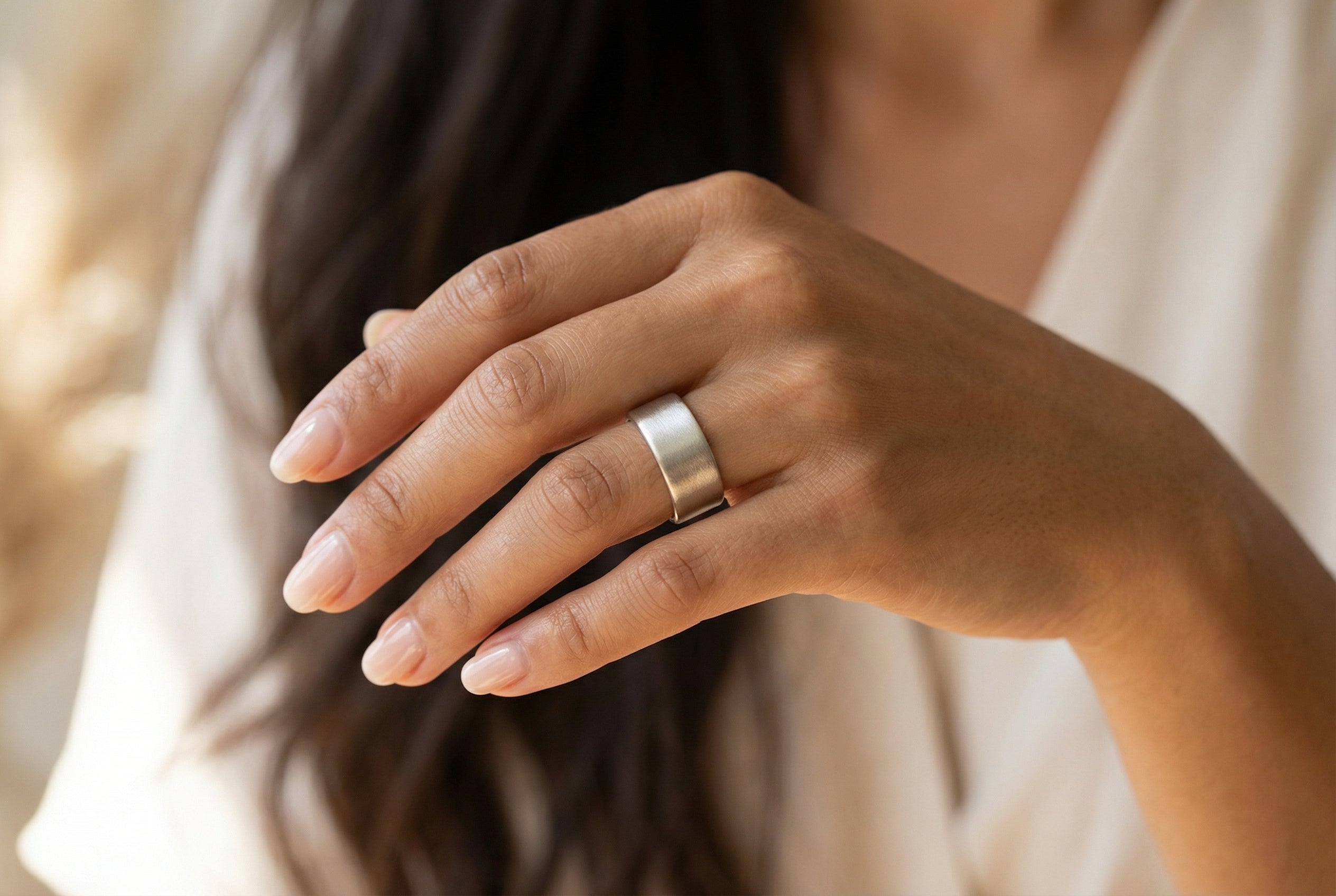 Brushed Silver Wedding Band
