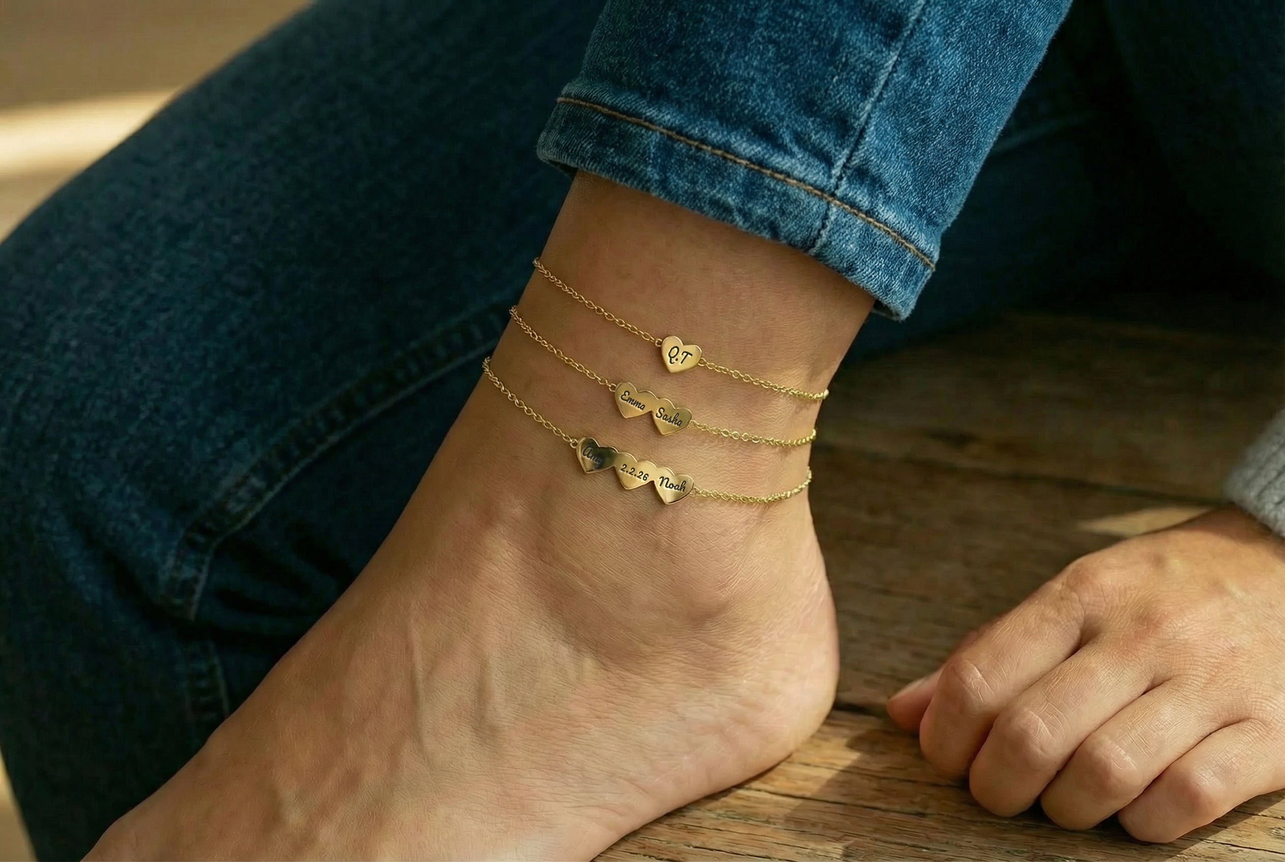 Heart Name Anklet