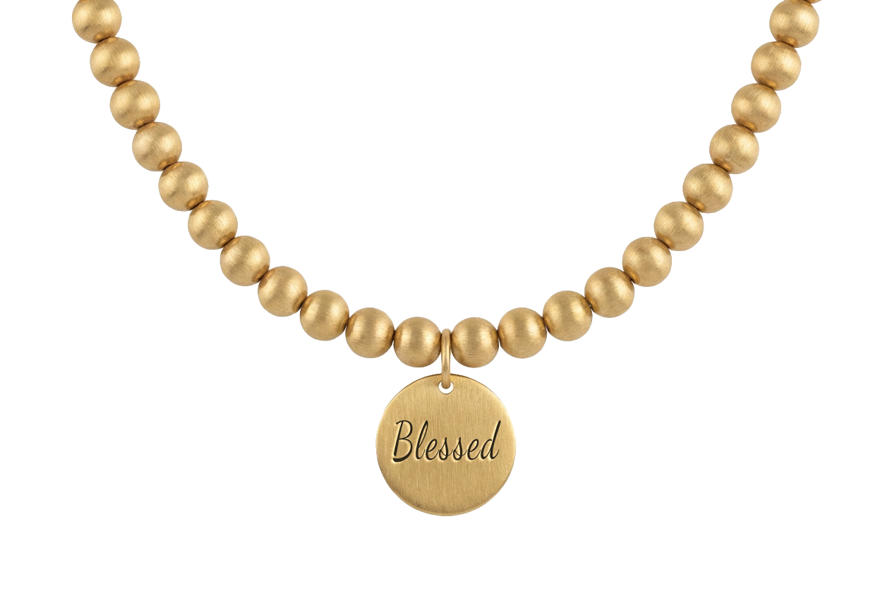 8mm Brushed Bead Necklace