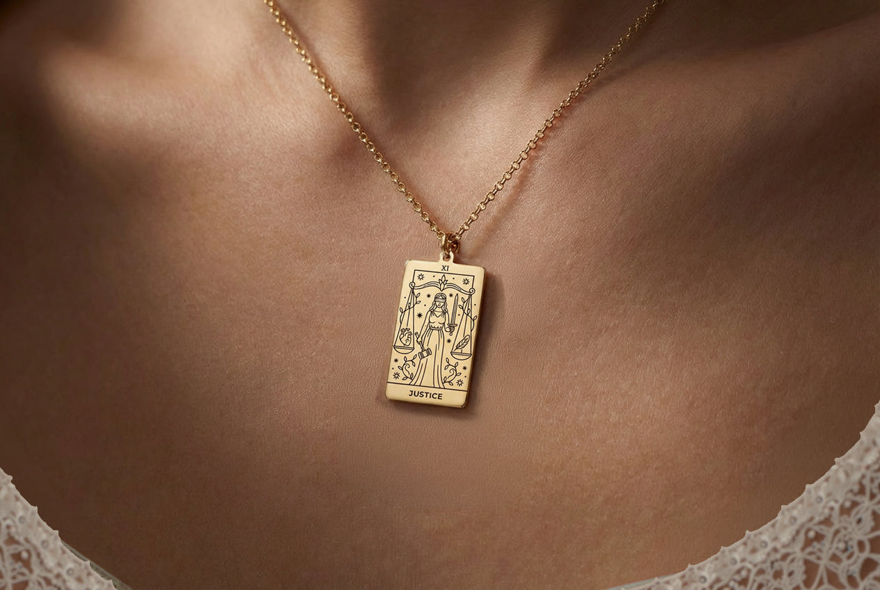 Justice Tarot Card Necklace