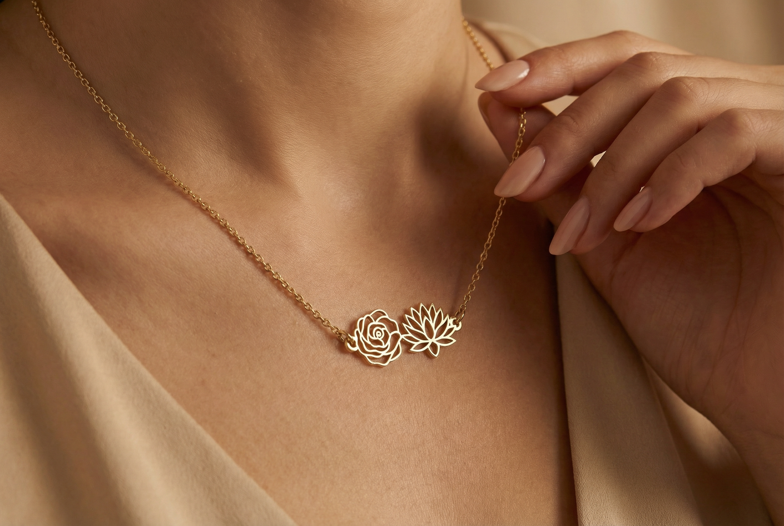 Double Birth Flower Necklace