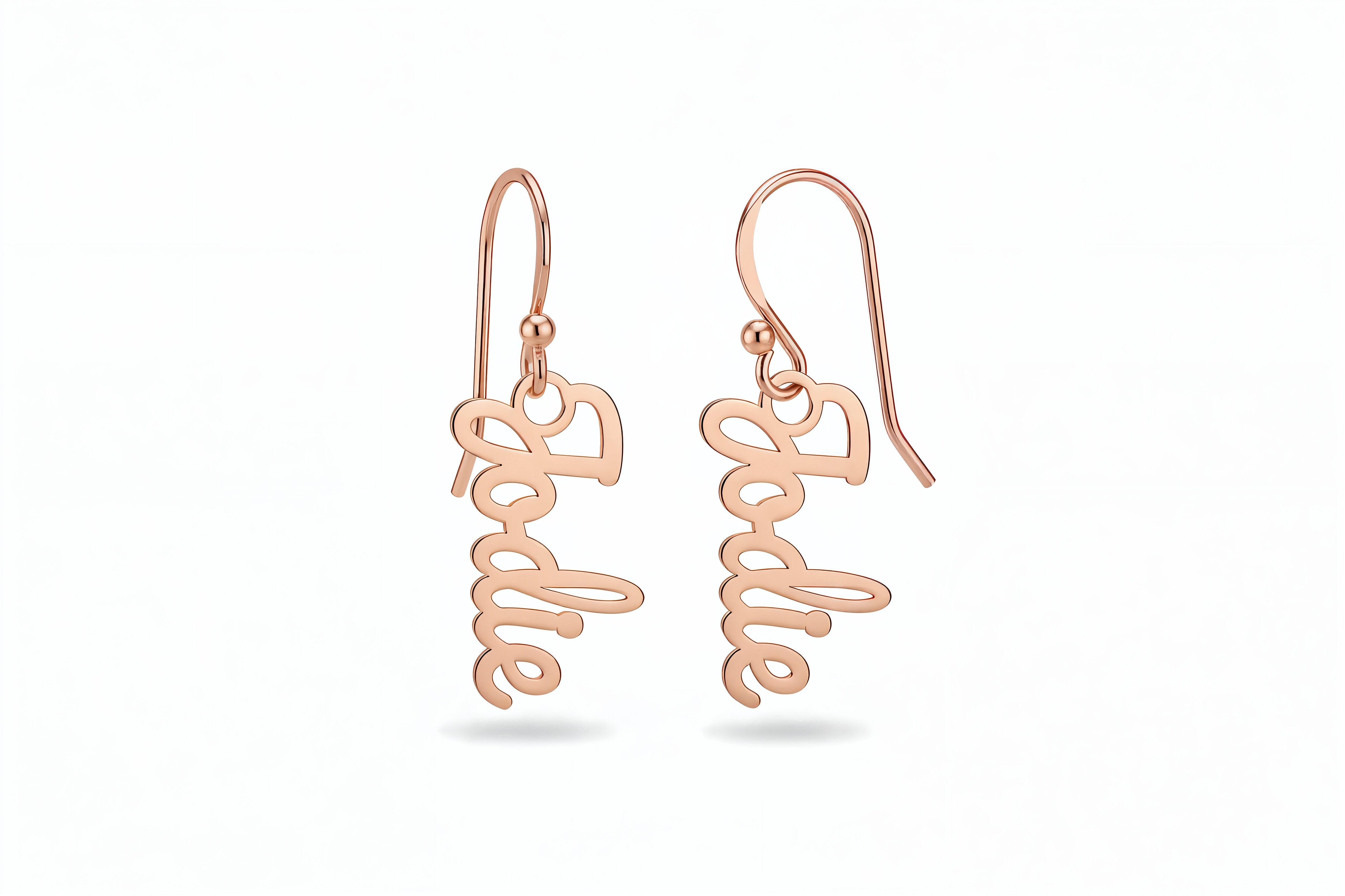 Rose Gold Script Letter Earrings