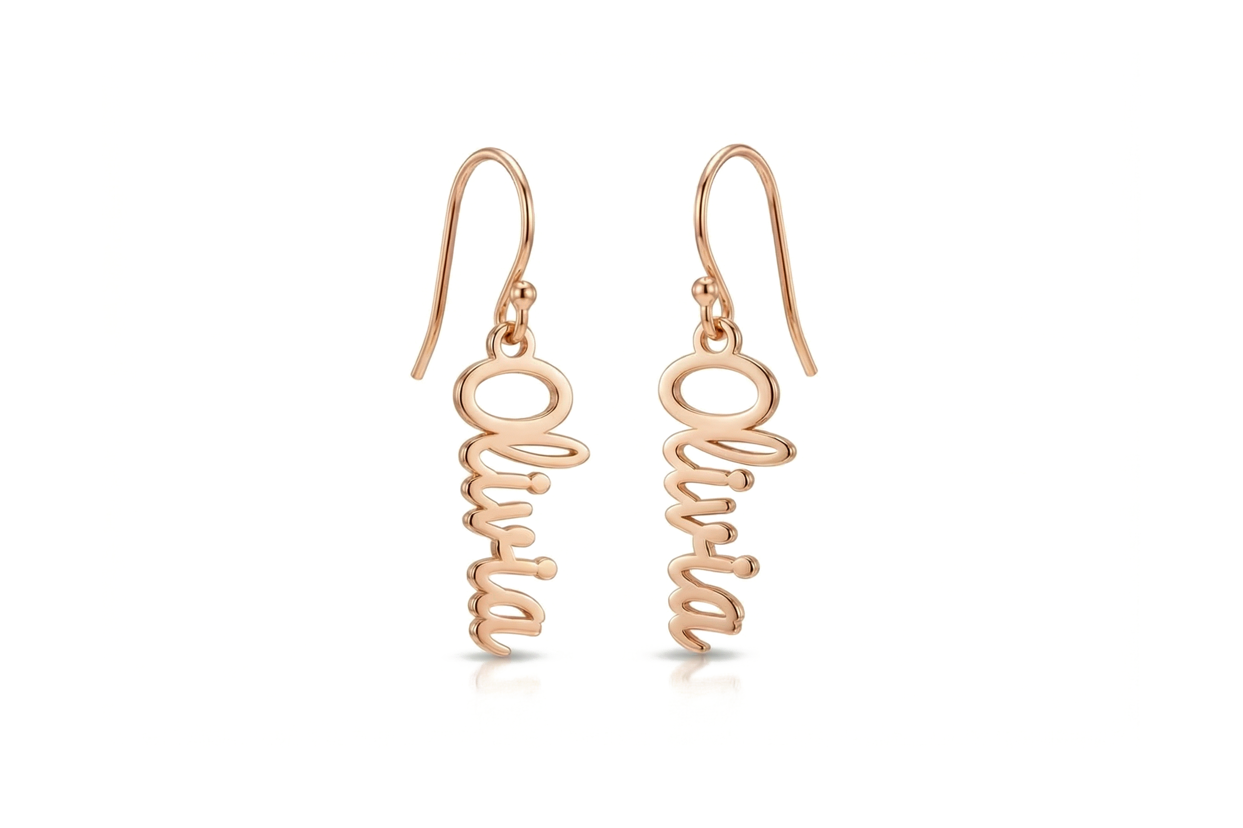14k Rose Gold Name Dangle Earrings