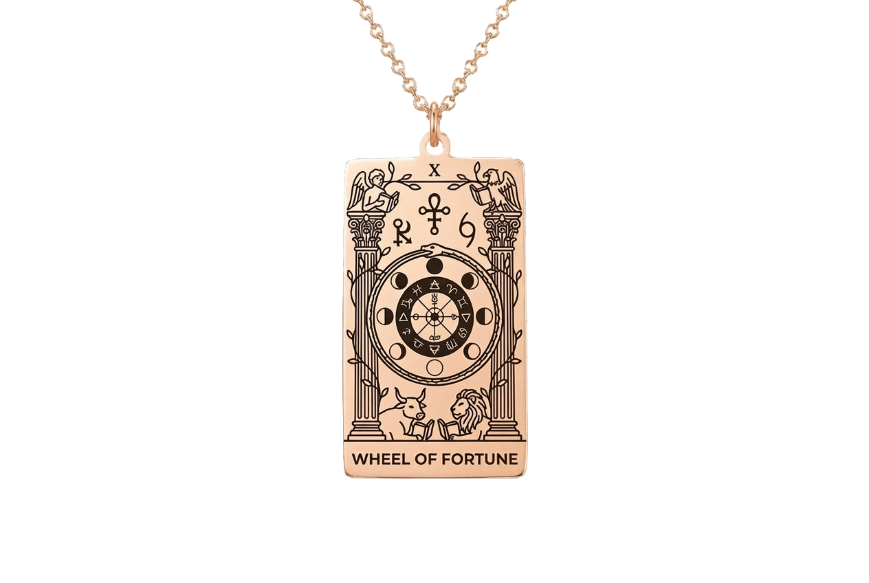 Wheel of Fortune Tarot Card Necklace