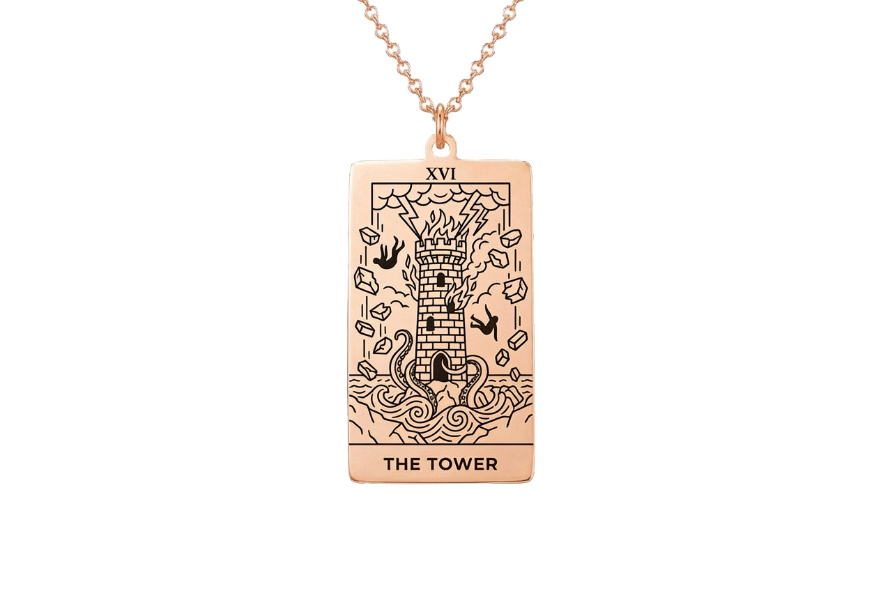 The Tower Tarot Card Necklace