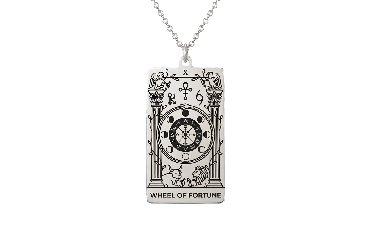 Wheel of Fortune Tarot Card Necklace