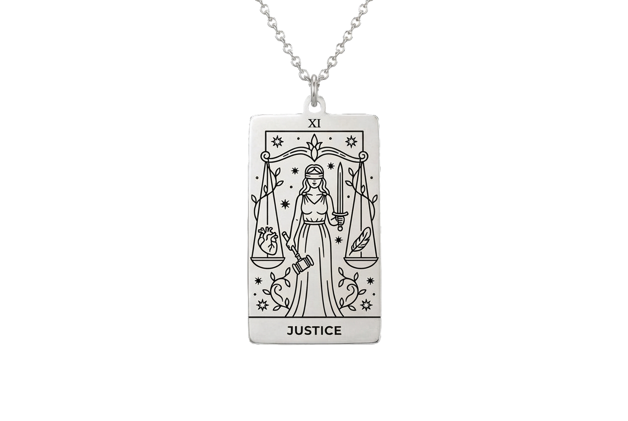Justice Tarot Card Necklace
