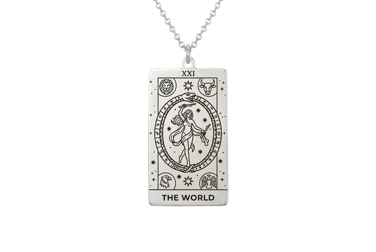 The World Tarot Card Necklace