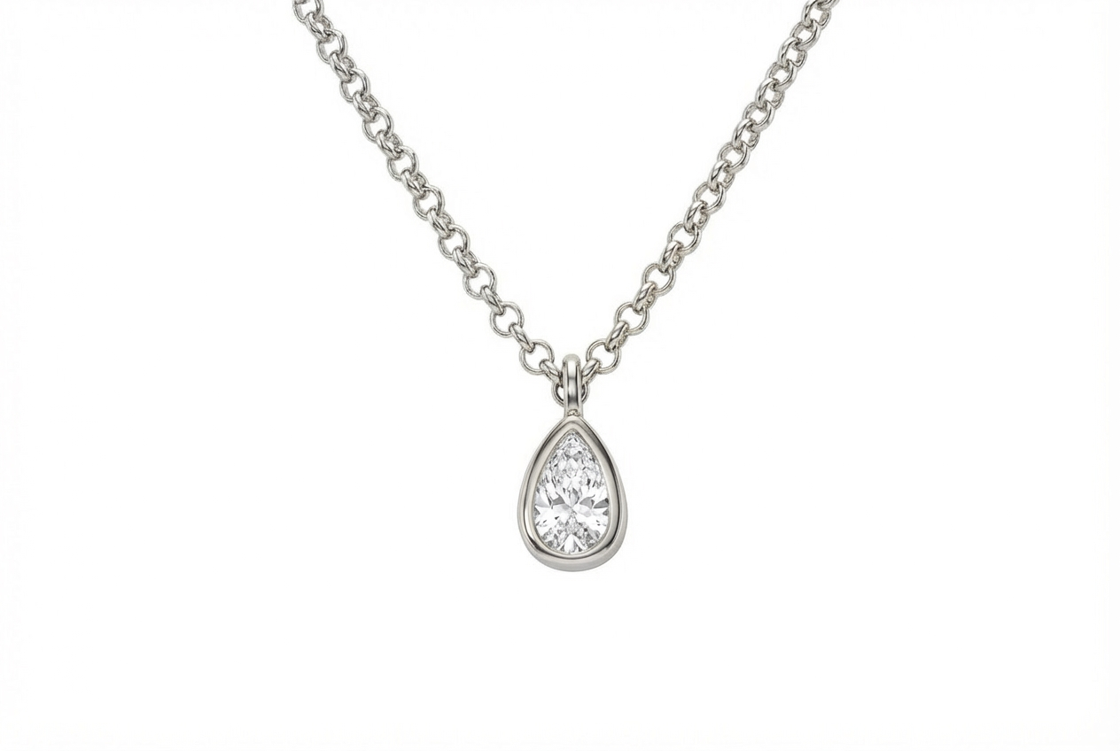 Pear Bezel Necklace