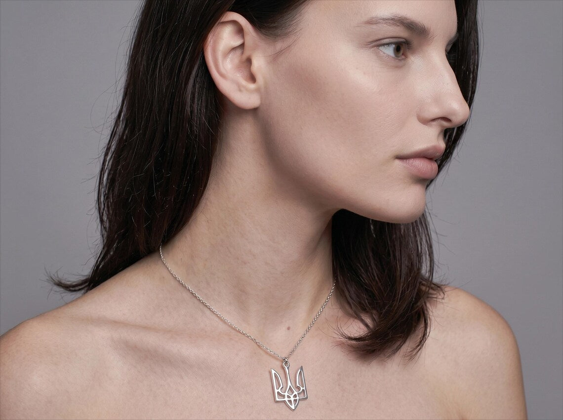 Ukraine Tryzub Pendant Necklace