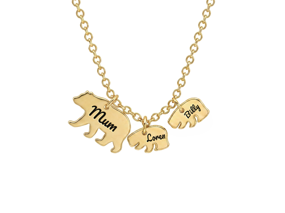 Mama Bear Family Pendant Necklace