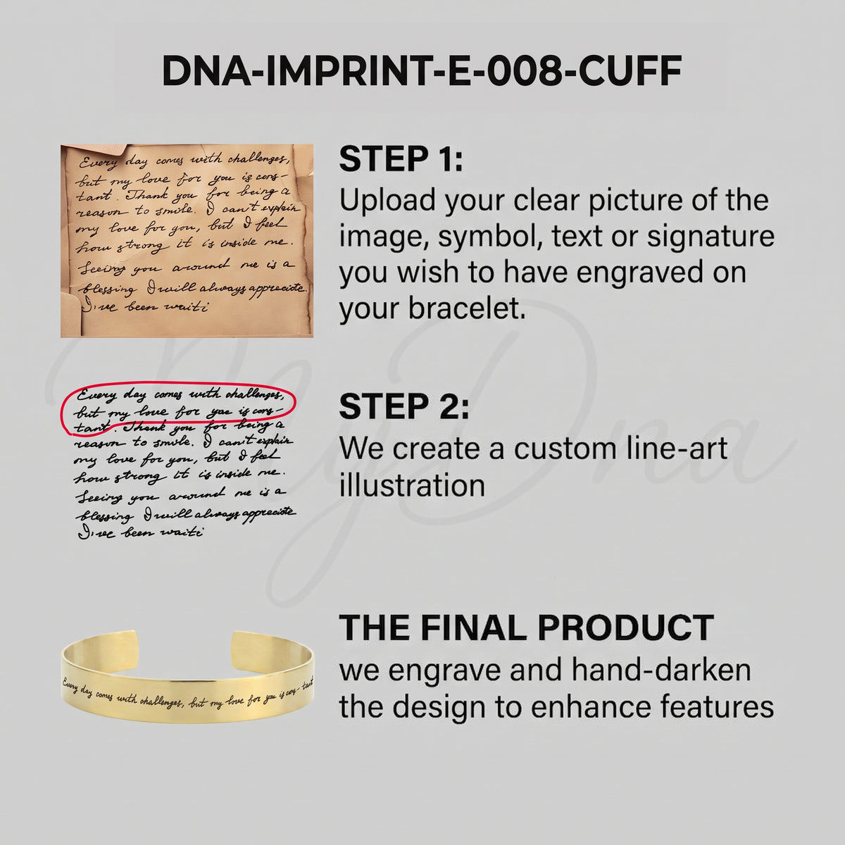 Custom Handwriting Cuff Bracelet