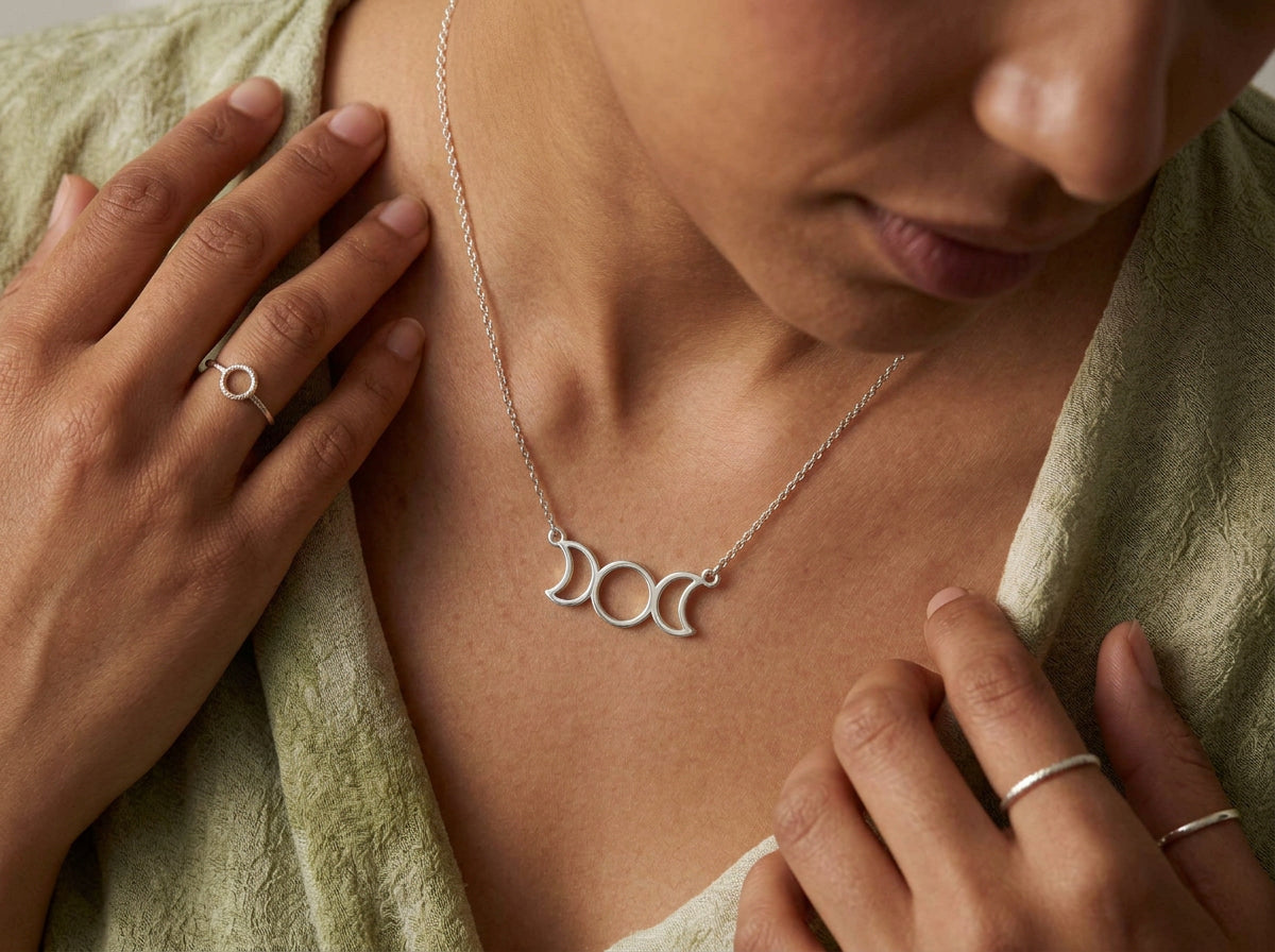 Triple Moon Goddess Necklace