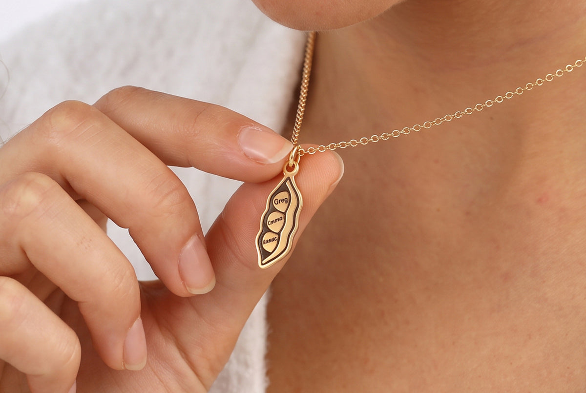 Custom Family Pea Pod Necklace