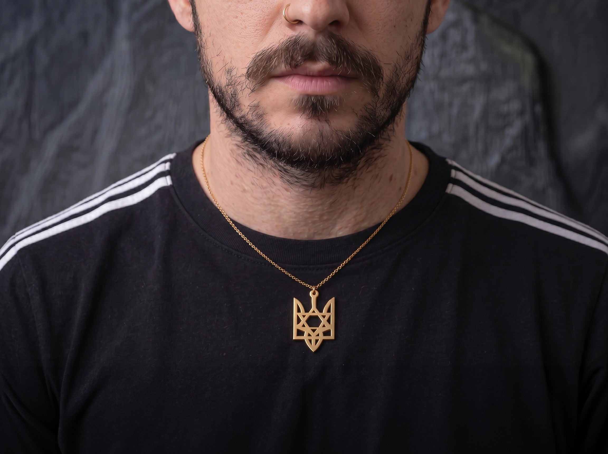 14K Gold Ukraine Tryzub Necklace