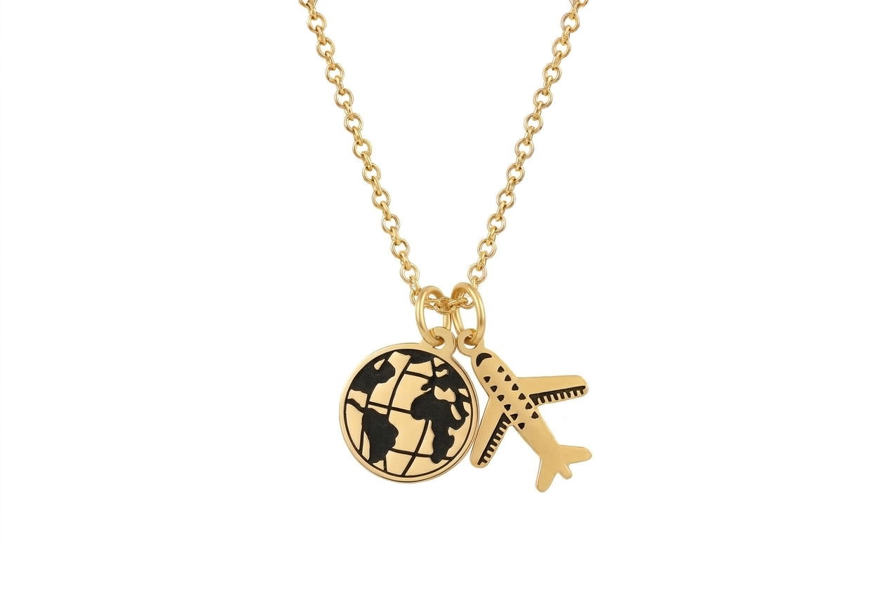 Globe & Plane Necklace